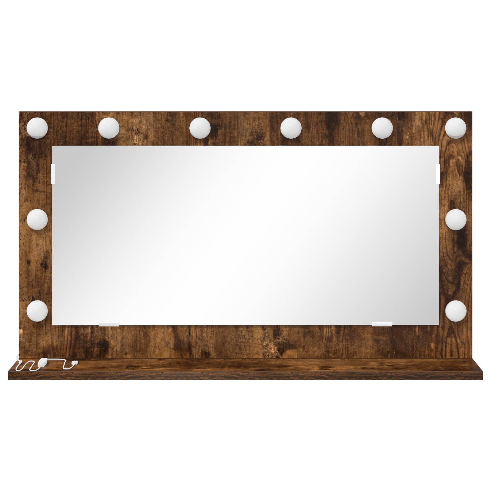 vidaXL Kosmetikspiegel Rauch-Eiche, Silber Holz, Glas 80 x 45 cm Spiegel