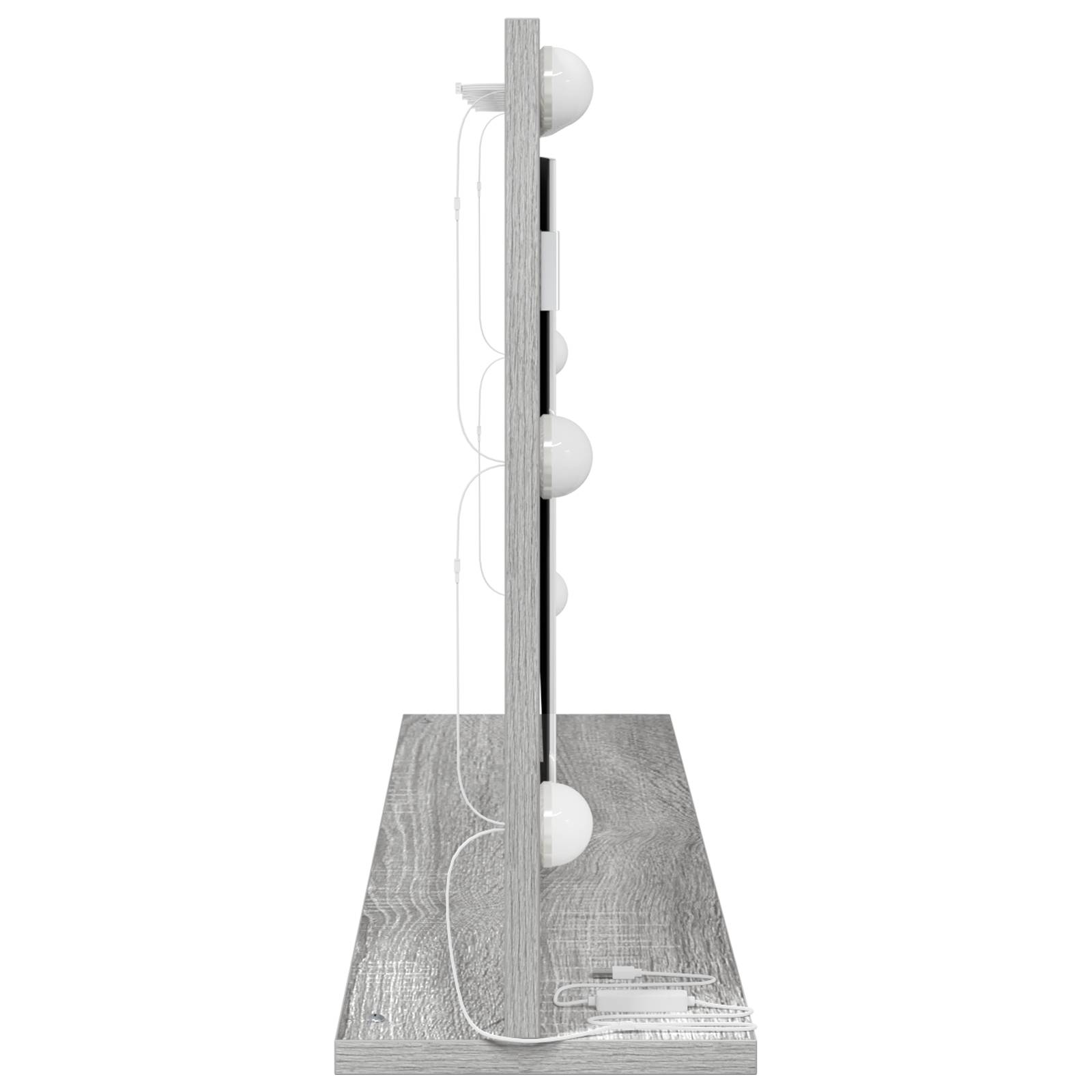 vidaXL Kosmetikspiegel Grau Sonoma Holzwerkstoff, Glas 80 x 45 x 18 cm