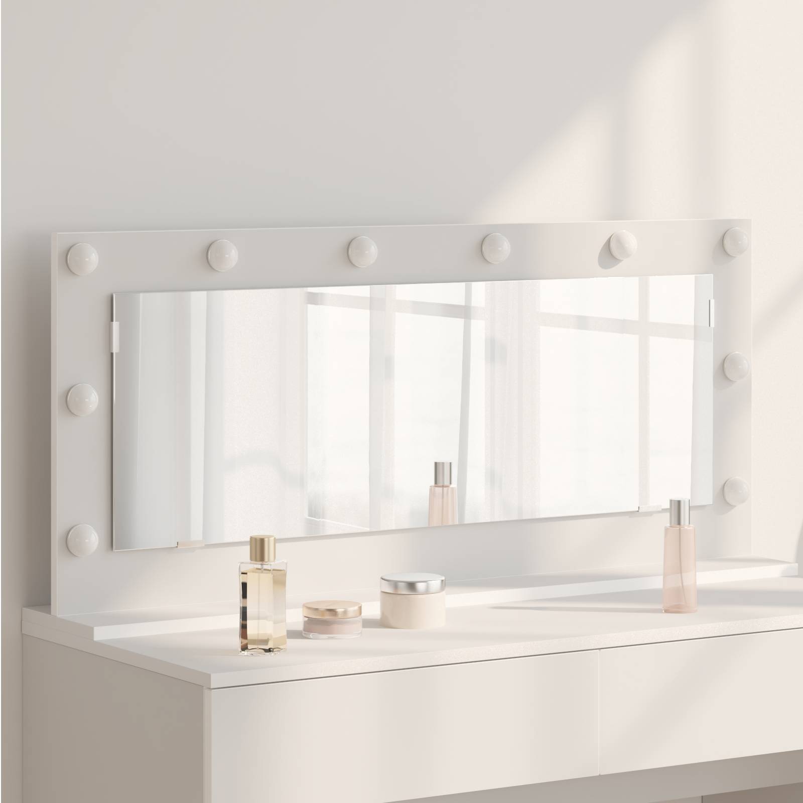 vidaXL Schminkspiegel mit LED-Lichtern Weiß 100x45x18 cm