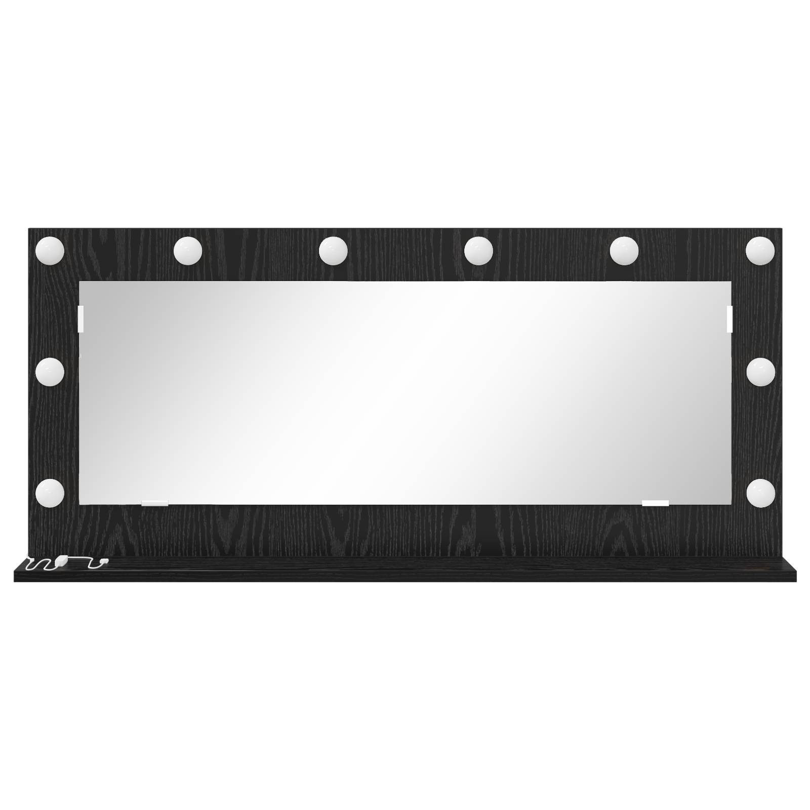 vidaXL Schminkspiegel mit LED-Lichtern Schwarz Eiche 100x45x18 cm