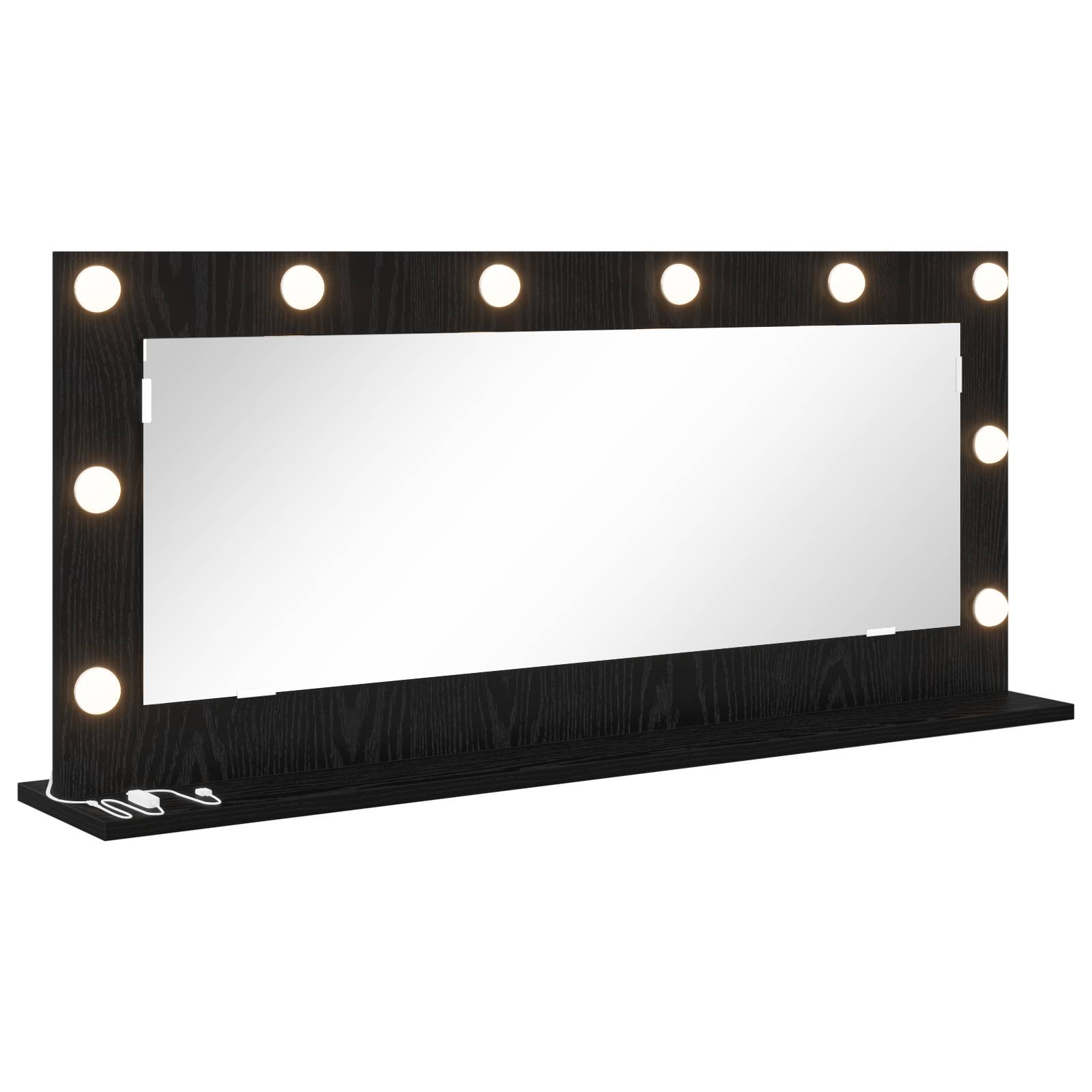 vidaXL Schminkspiegel mit LED-Lichtern Schwarz Eiche 100x45x18 cm