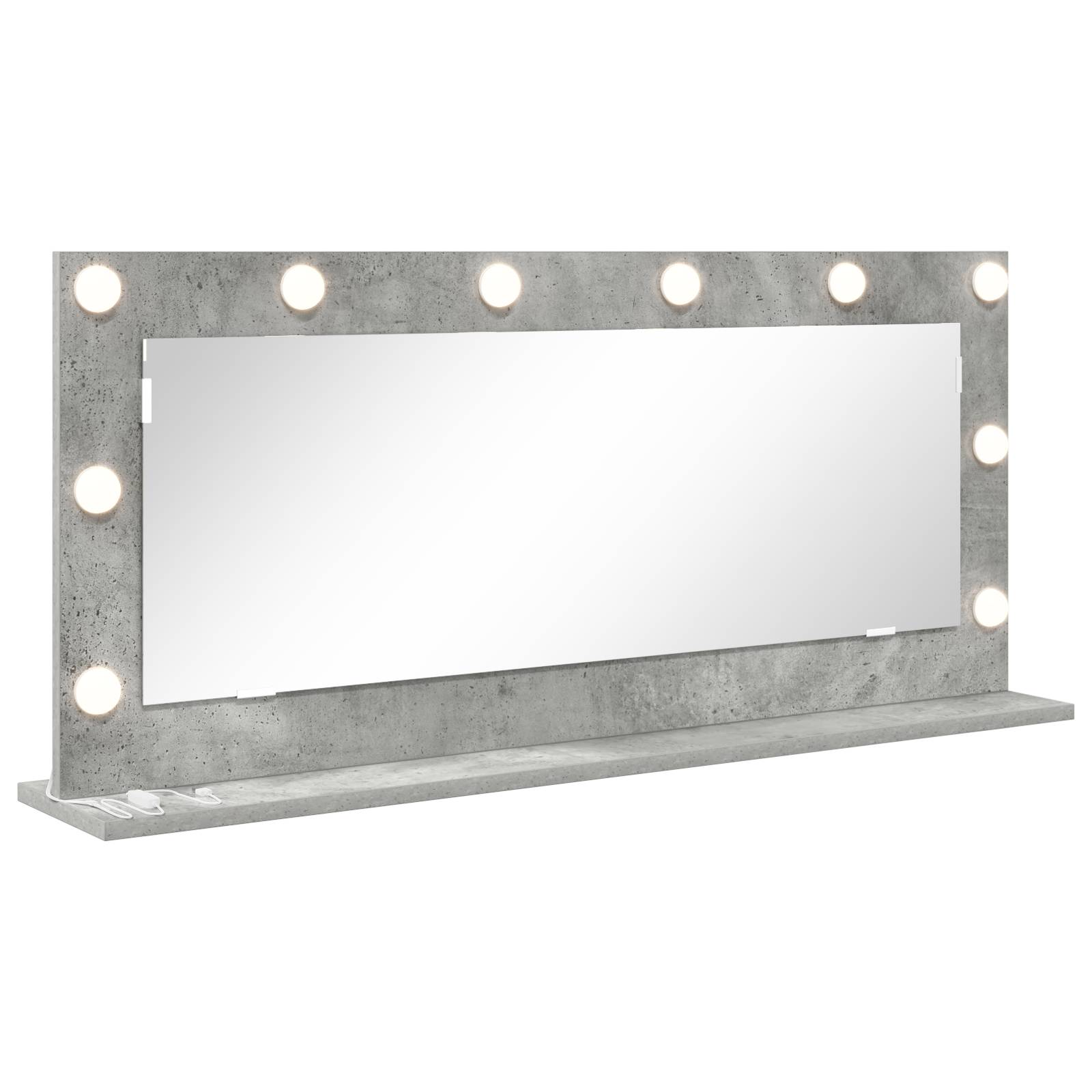 vidaXL Schminkspiegel mit LED-Lichtern Beton Grau 100x45x18 cm