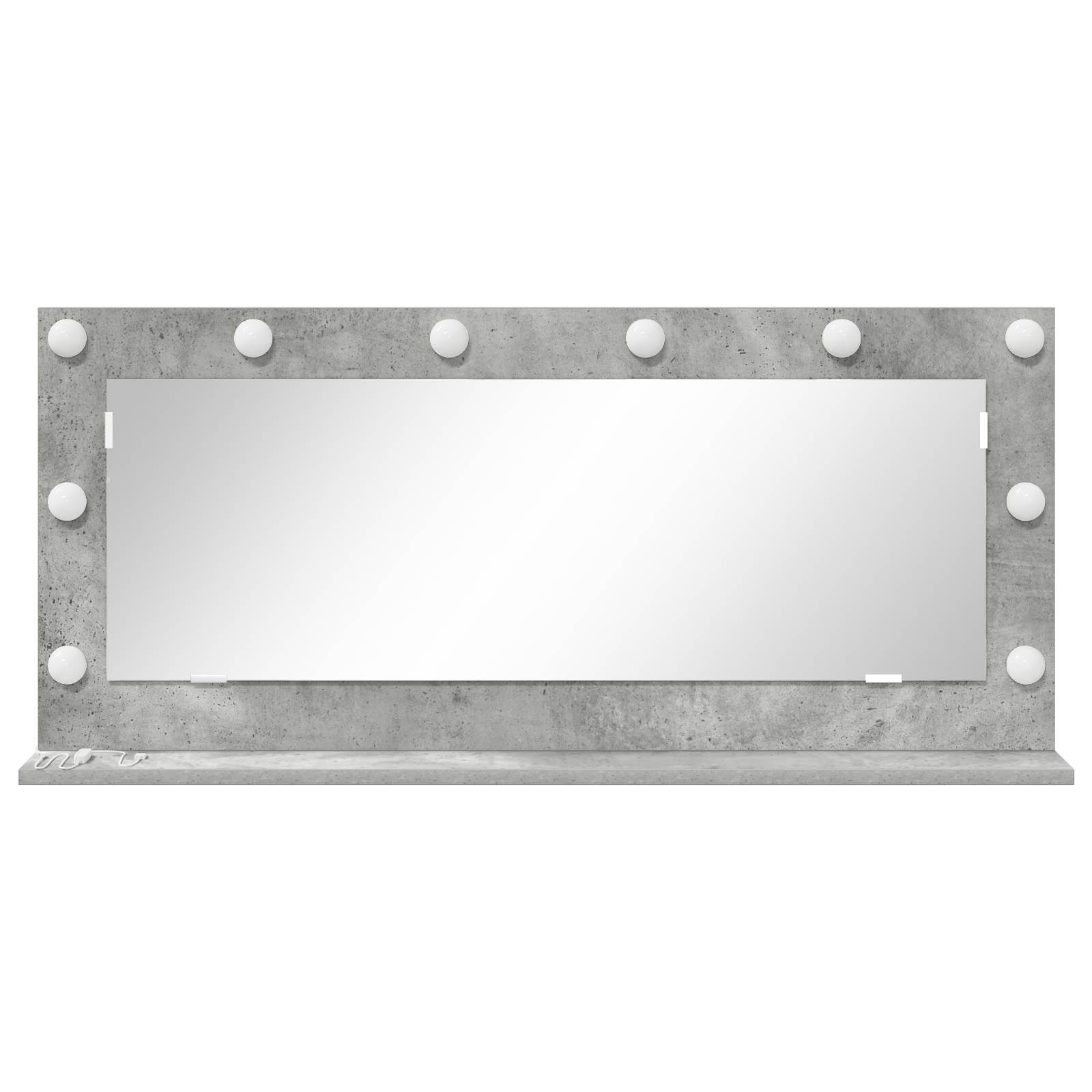 vidaXL Schminkspiegel mit LED-Lichtern Beton Grau 100x45x18 cm