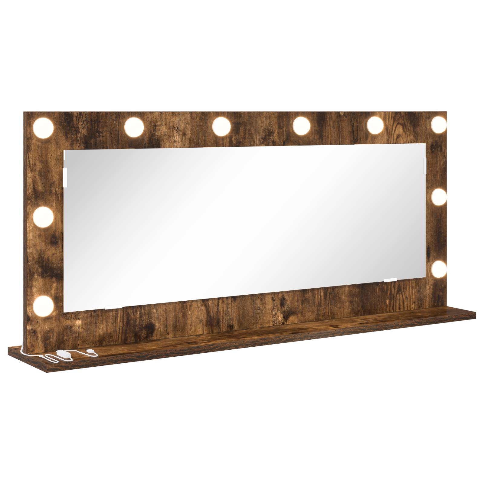 vidaXL Schminkspiegel mit LED-Leuchten Räuchereiche 100x45x18 cm