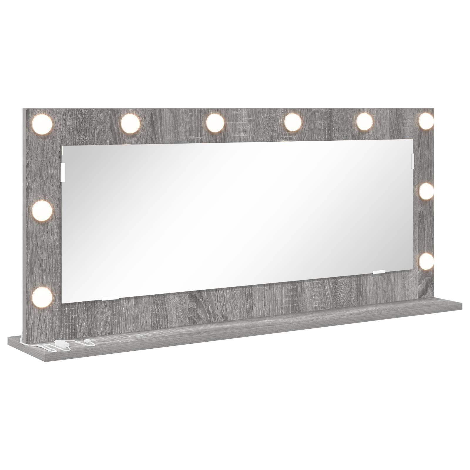 vidaXL Schminkspiegel mit LED-Lichtern Grau Sonoma 100x45x18 cm