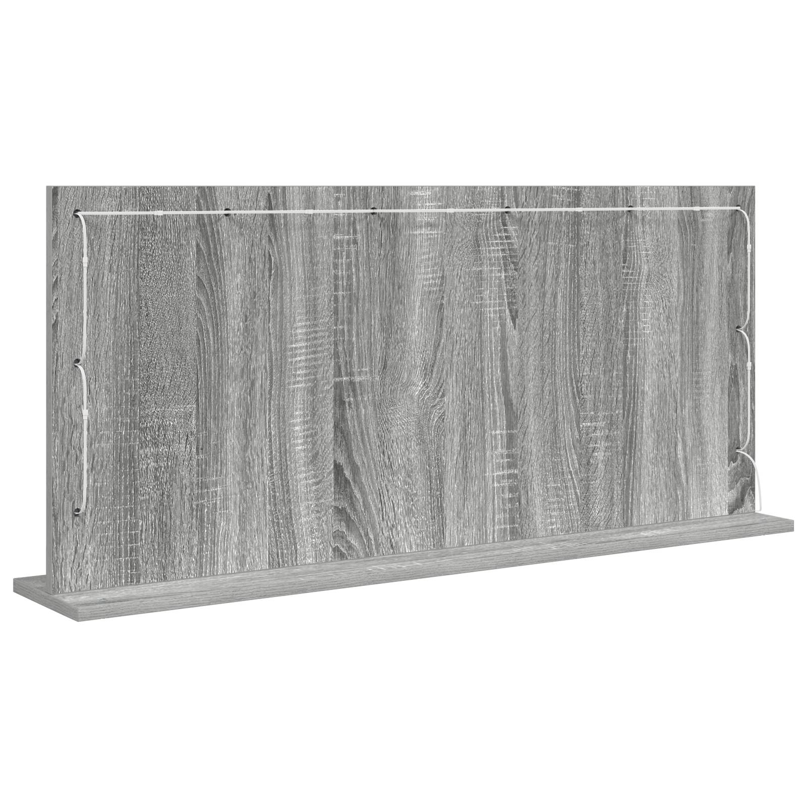 vidaXL Schminkspiegel mit LED-Lichtern Grau Sonoma 100x45x18 cm