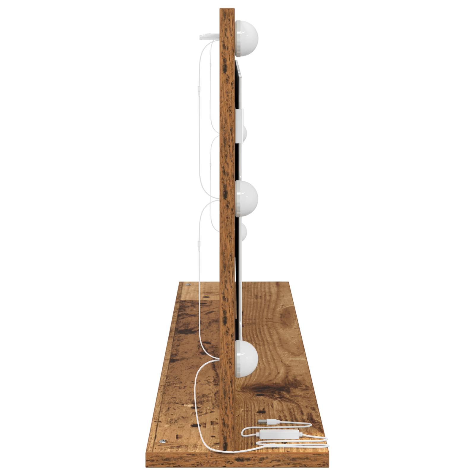 vidaXL Schminkspiegel mit LED-Lichtern Alte Holz 100x45x18 cm