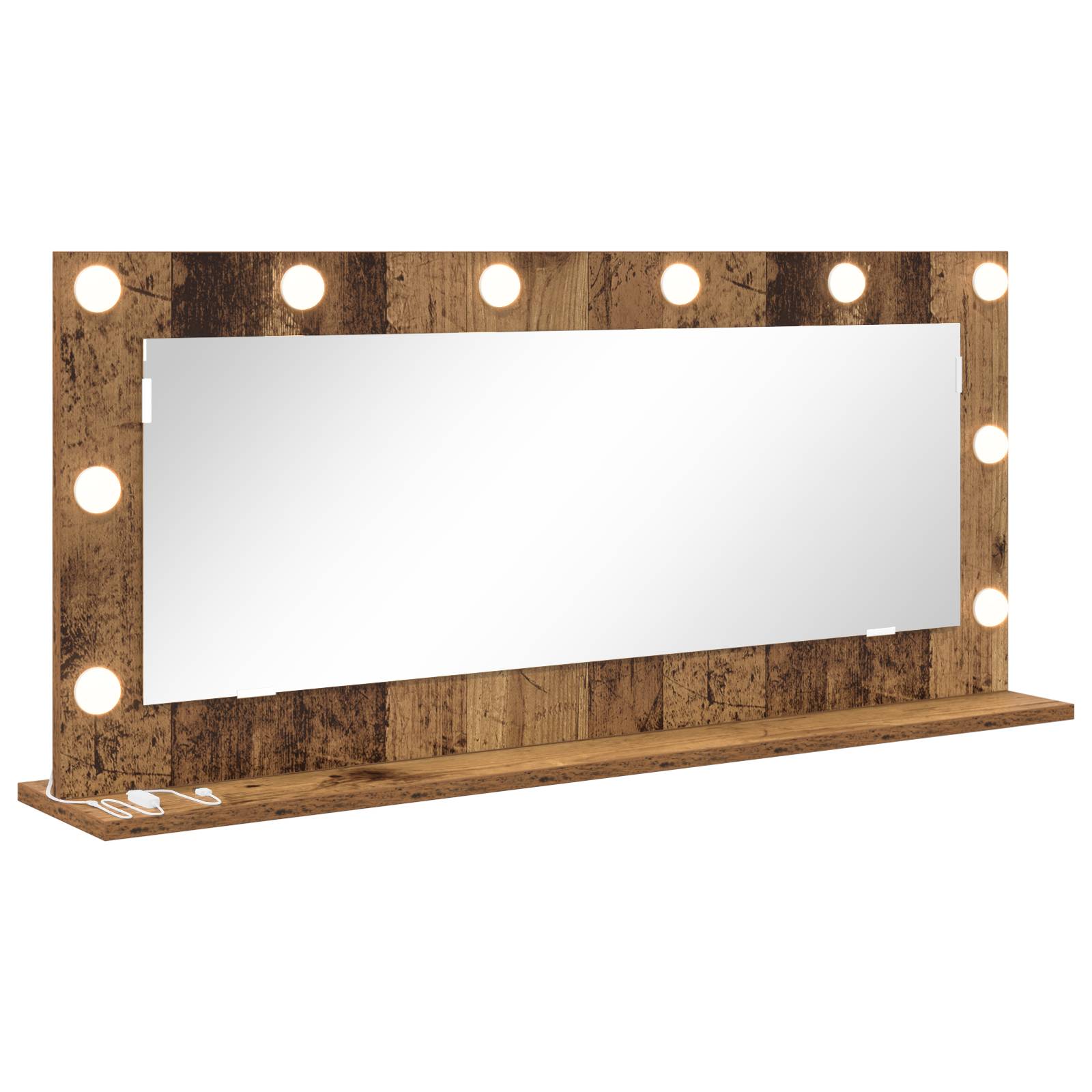vidaXL Schminkspiegel mit LED-Lichtern Alte Holz 100x45x18 cm
