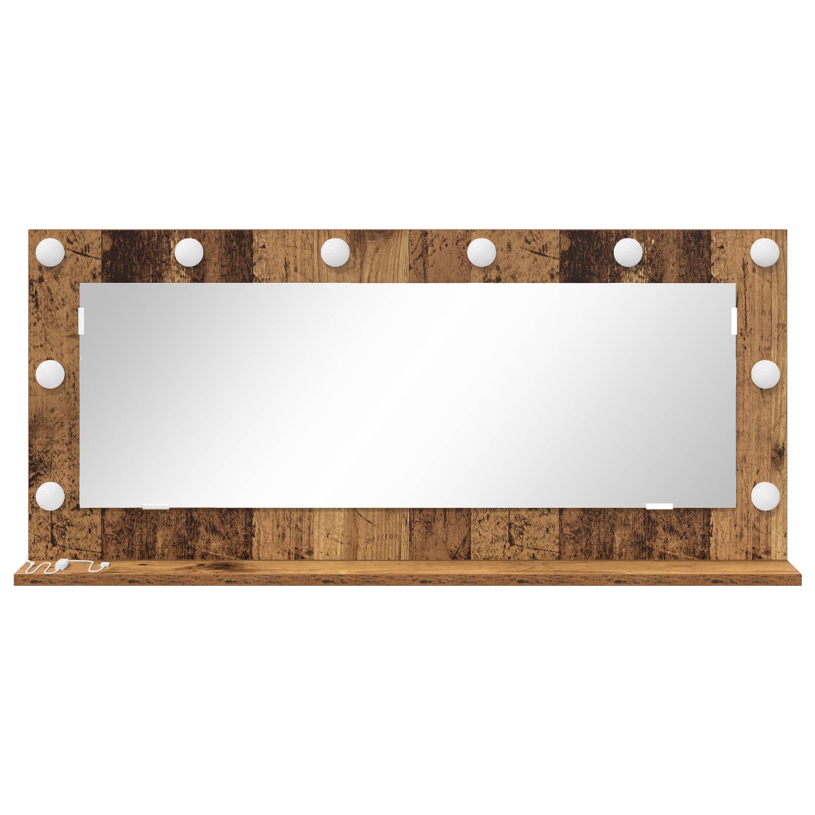 vidaXL Schminkspiegel mit LED-Lichtern Alte Holz 100x45x18 cm