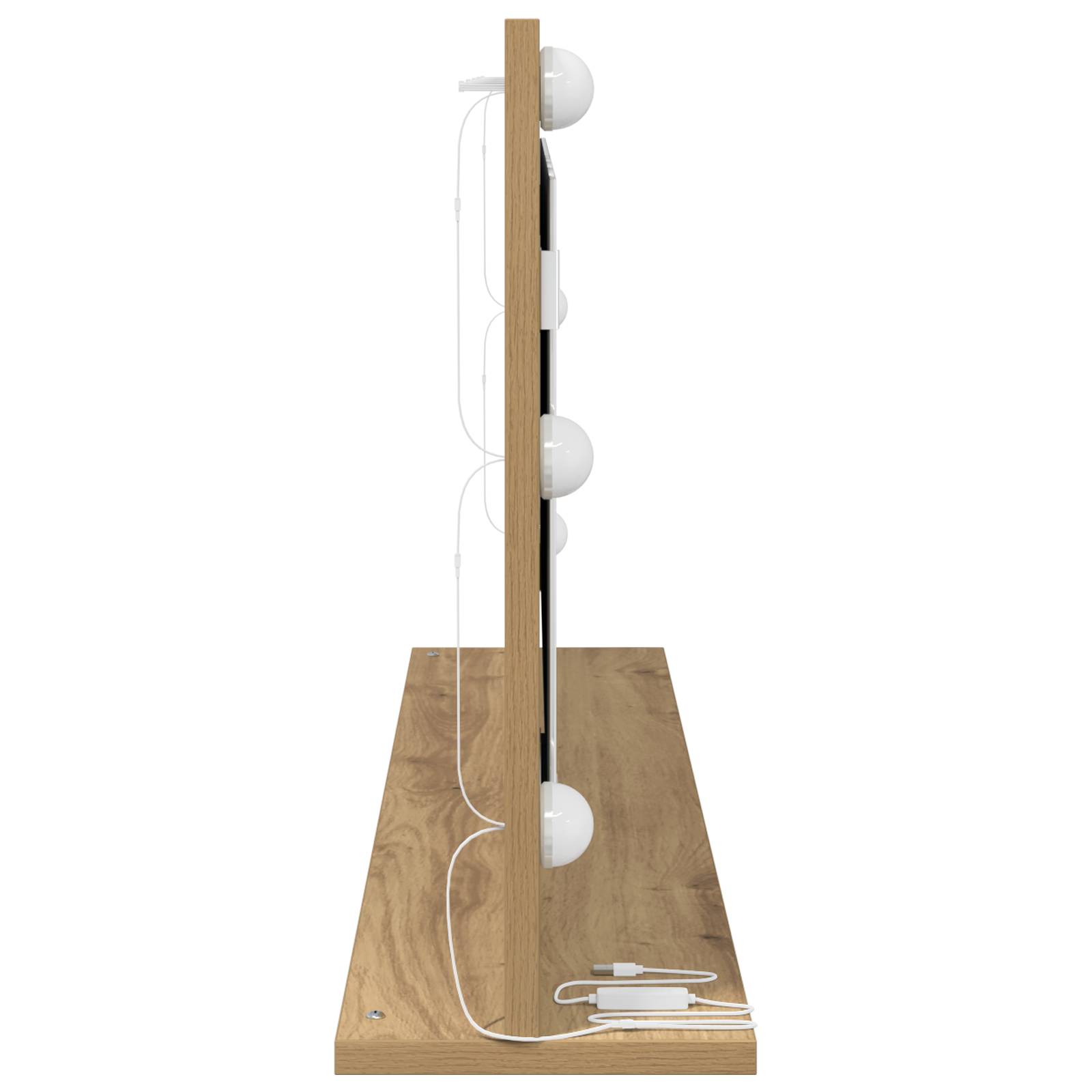 vidaXL Schminkspiegel mit LED-Lichtern Artisan Eiche 100x45x18 cm