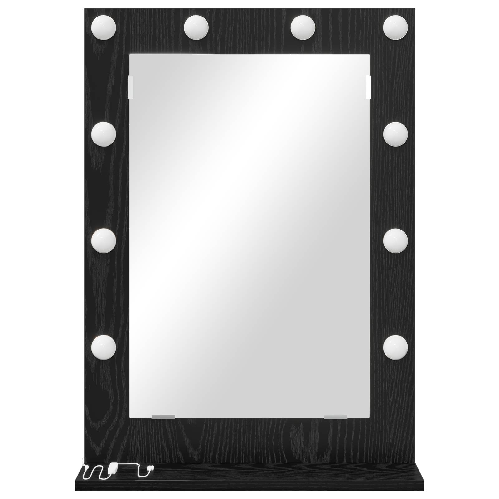 vidaXL Kosmetikspiegel mit LED-Lichtern Schwarz Eiche 70x50x18 cm