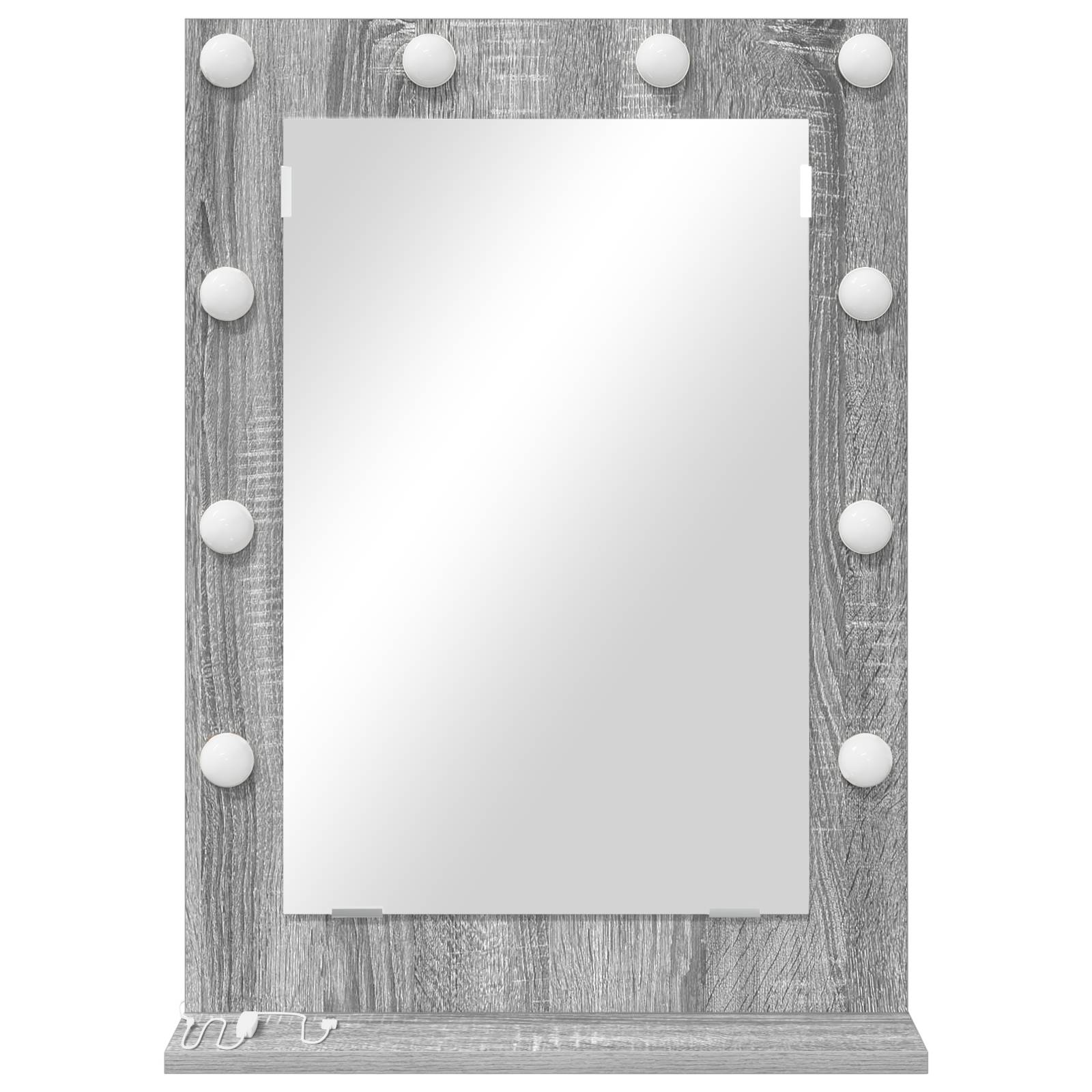 vidaXL Schminkspiegel Grau Sonoma Spanplatte, Glas 70 x 50 x 18 cm