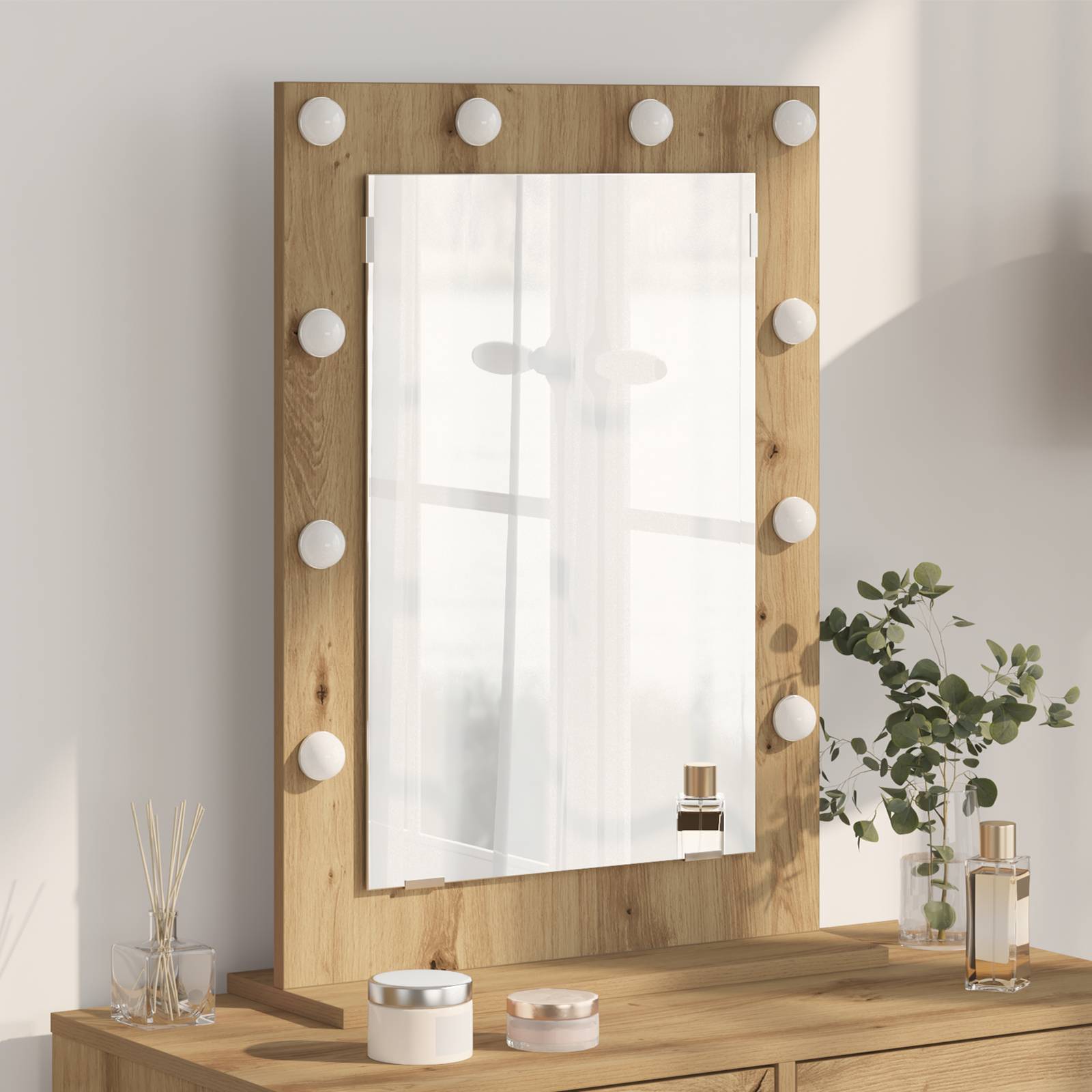vidaXL Kosmetikspiegel Artisan Eiche Holz 70 x 50 x 18 cm