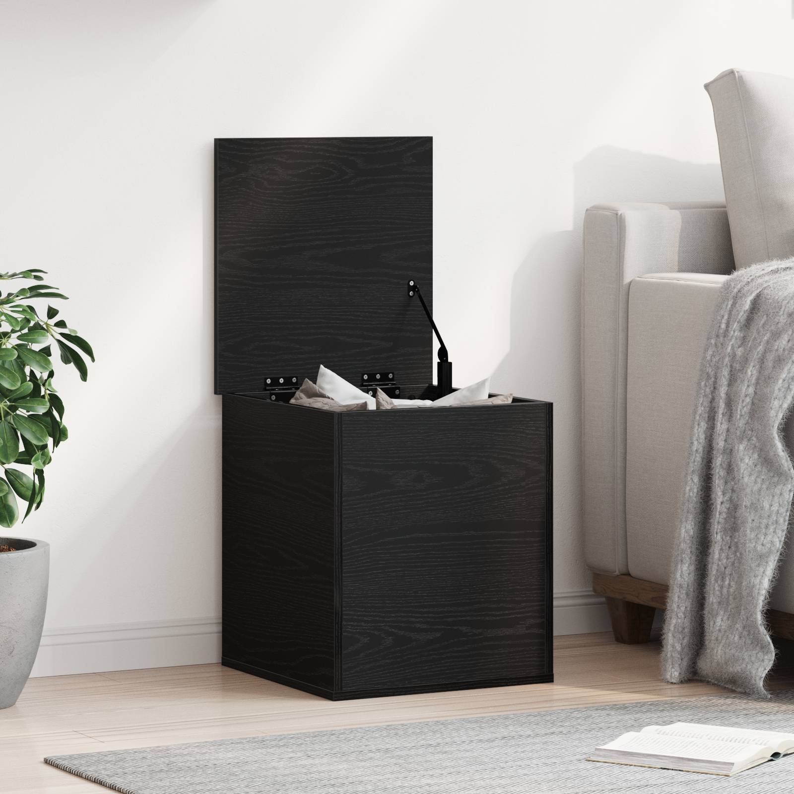 vidaXL Aufbewahrungsbox Schwarz Eiche 40x42x46 cm aus Holzwerkstoff