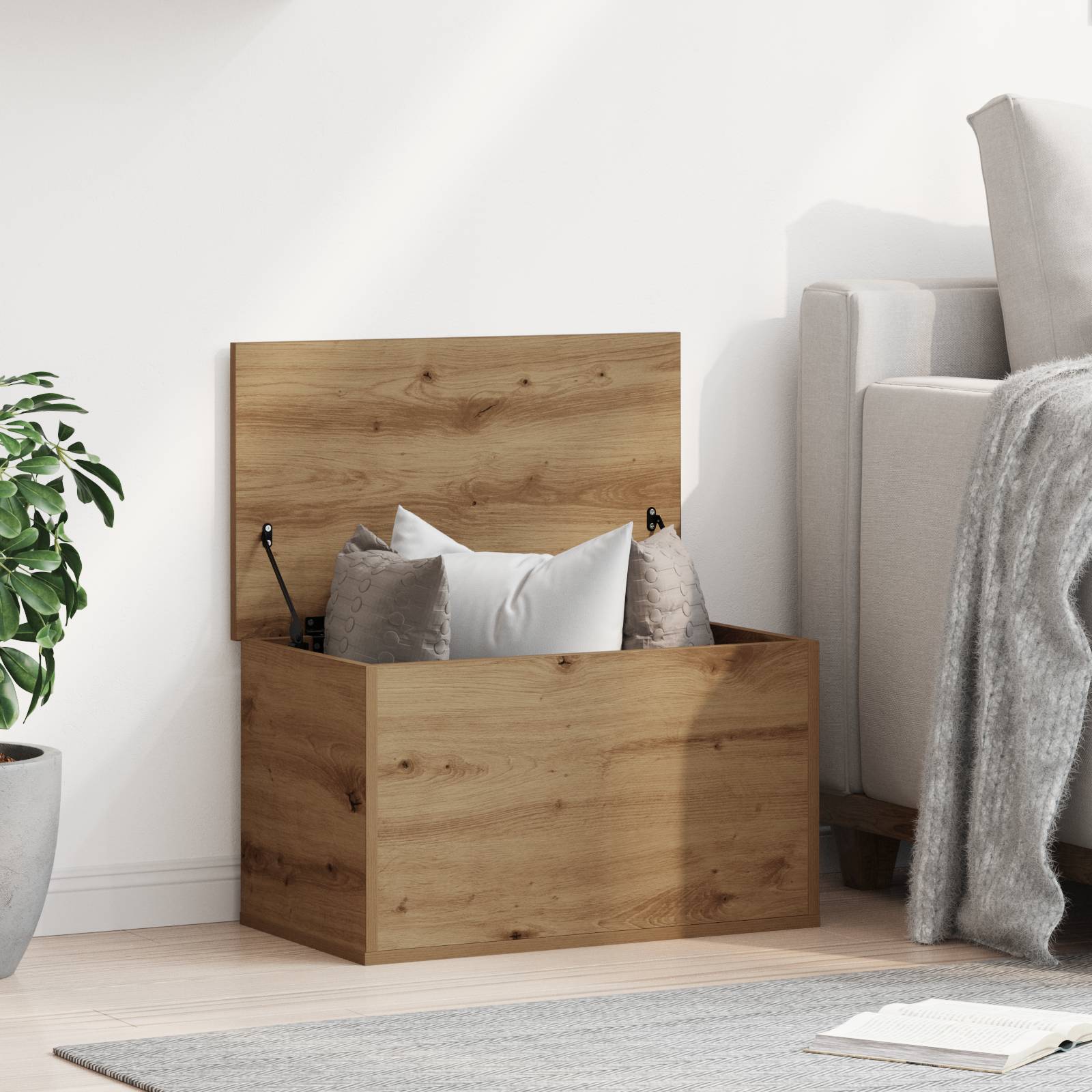 vidaXL Aufbewahrungsbox mit Deckel Artisan Eiche 60x35x35 cm