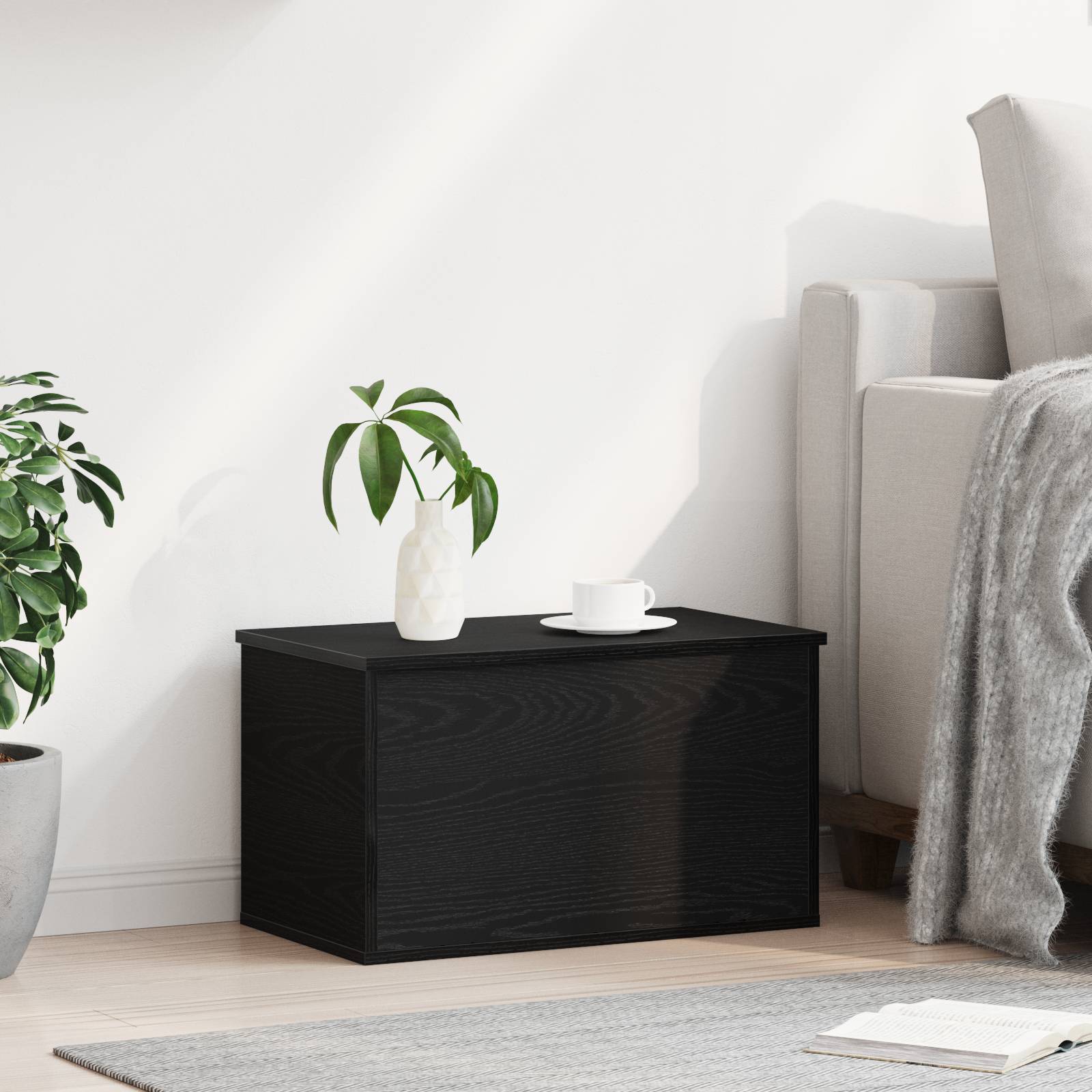 vidaXL Aufbewahrungsbox mit Deckel Schwarz Eiche 60x35x35 cm