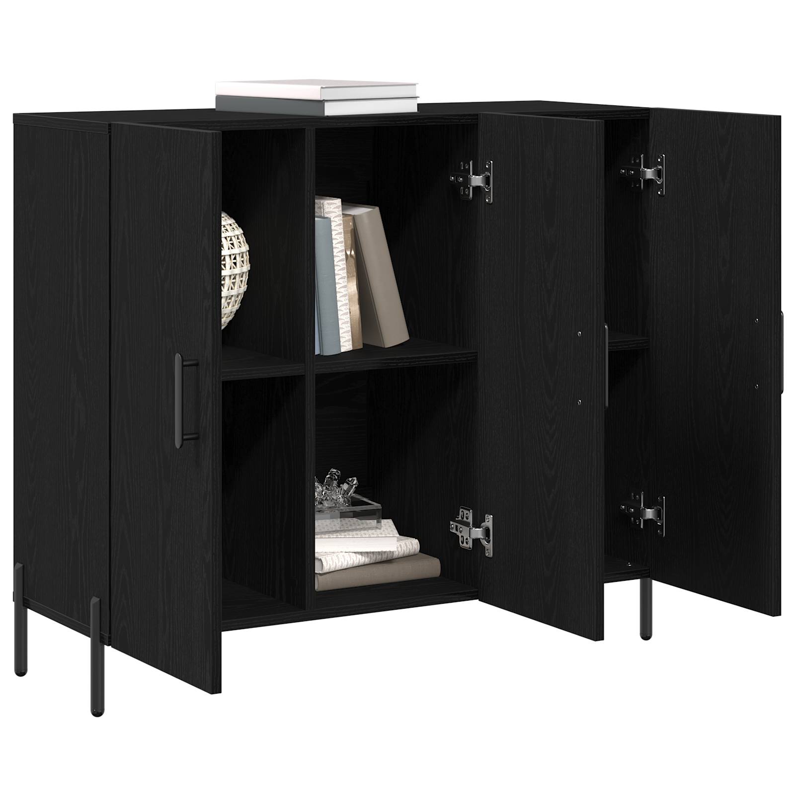 vidaXL Sideboard Schwarz Eiche 90x34x80 cm Holzwerkstoff