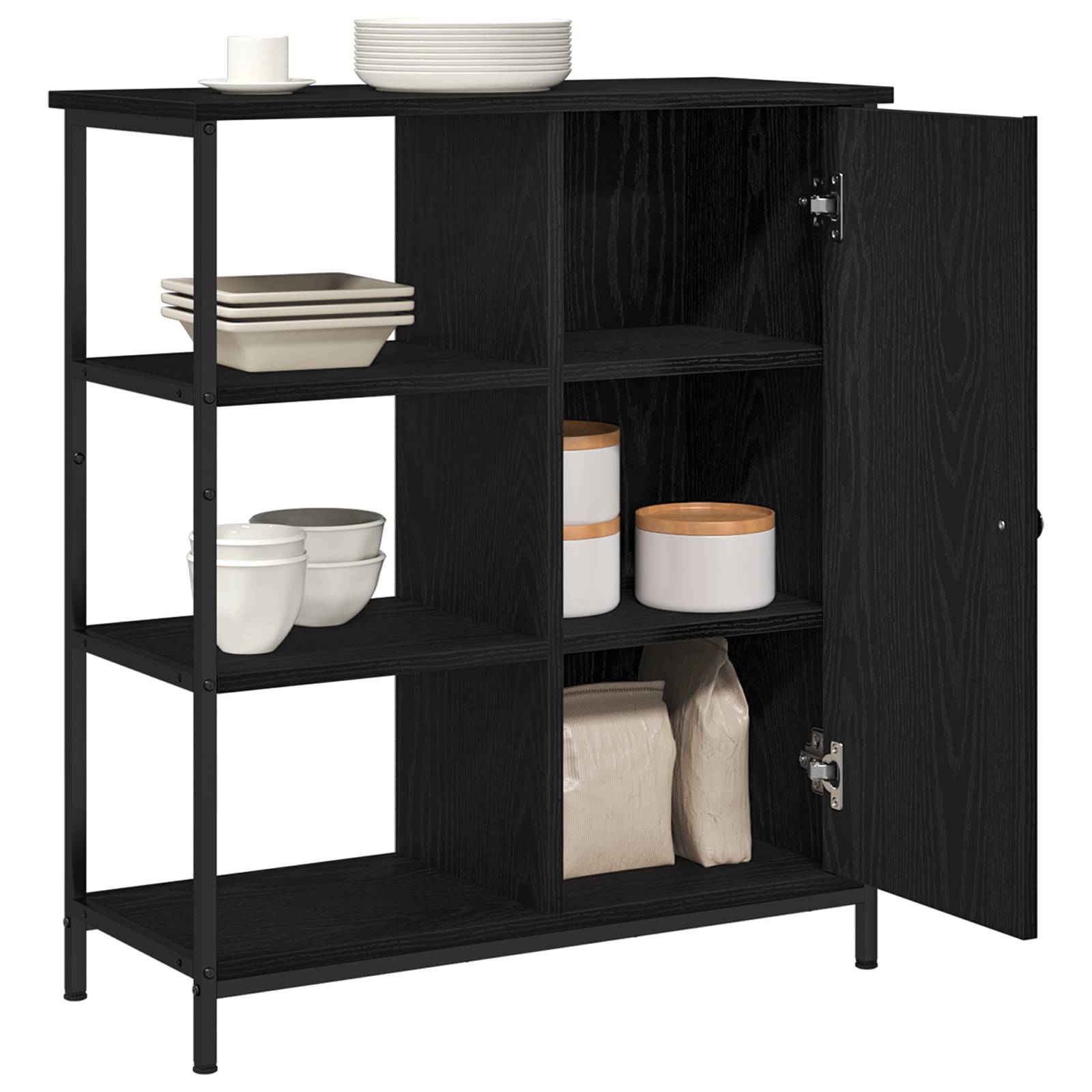 vidaXL Sideboard Schwarz Eiche 70x30x80 cm Holzwerkstoff