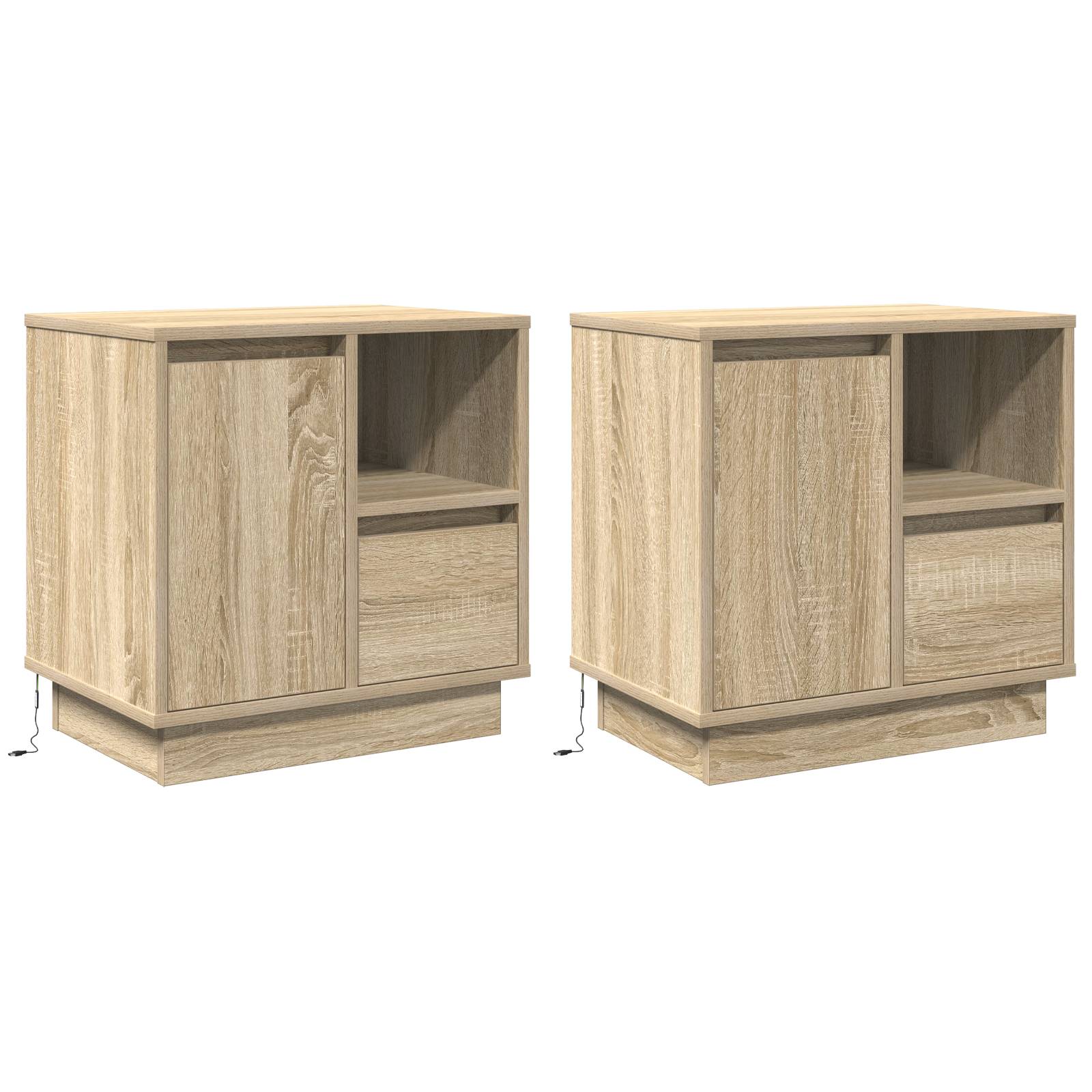 vidaXL LED-Nachttische 2 Stk. Sonoma Eiche 50x34,5x50 cm