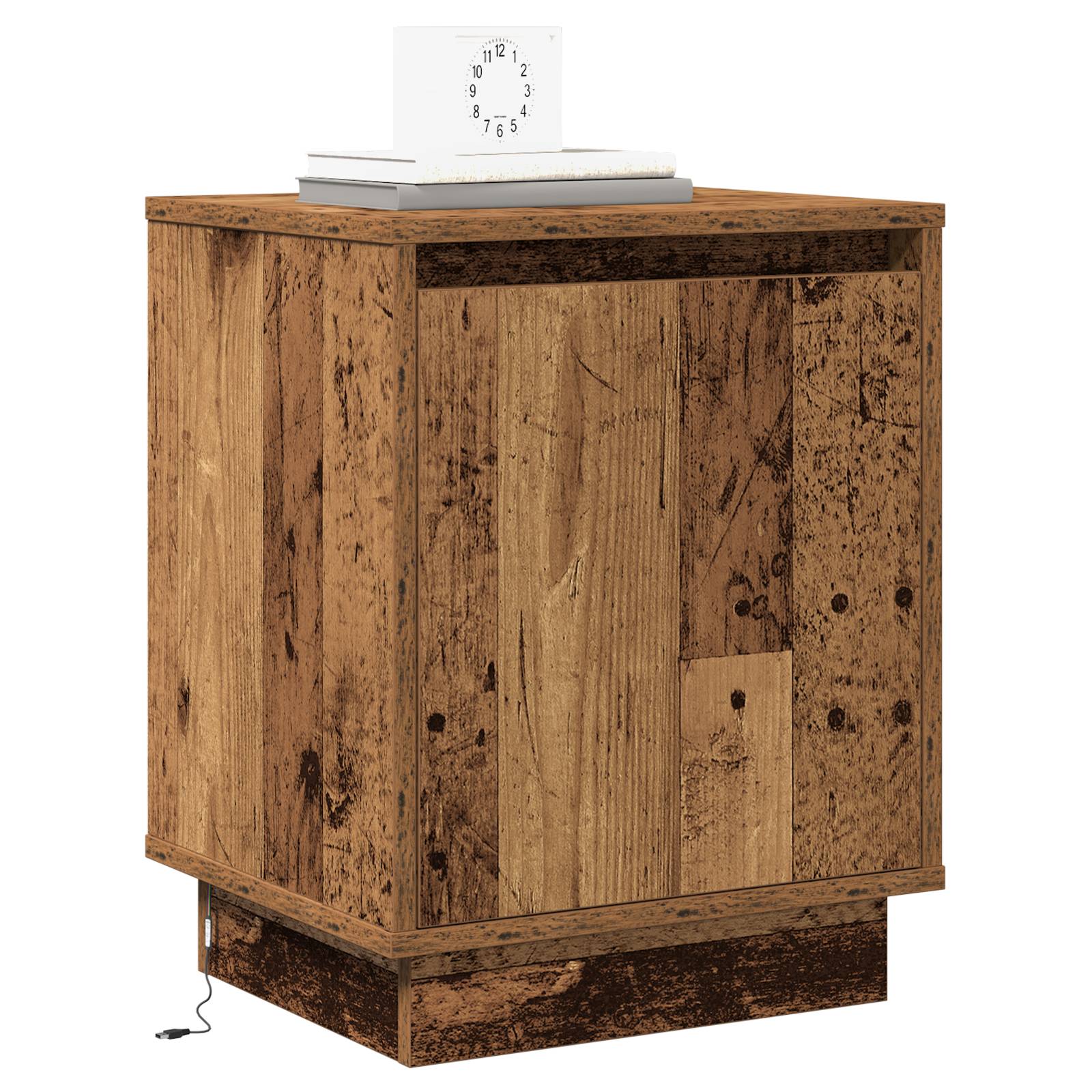 vidaXL Nachttische mit LED-Leuchten 2 Stk. Altholz 39x34,5x50 cm