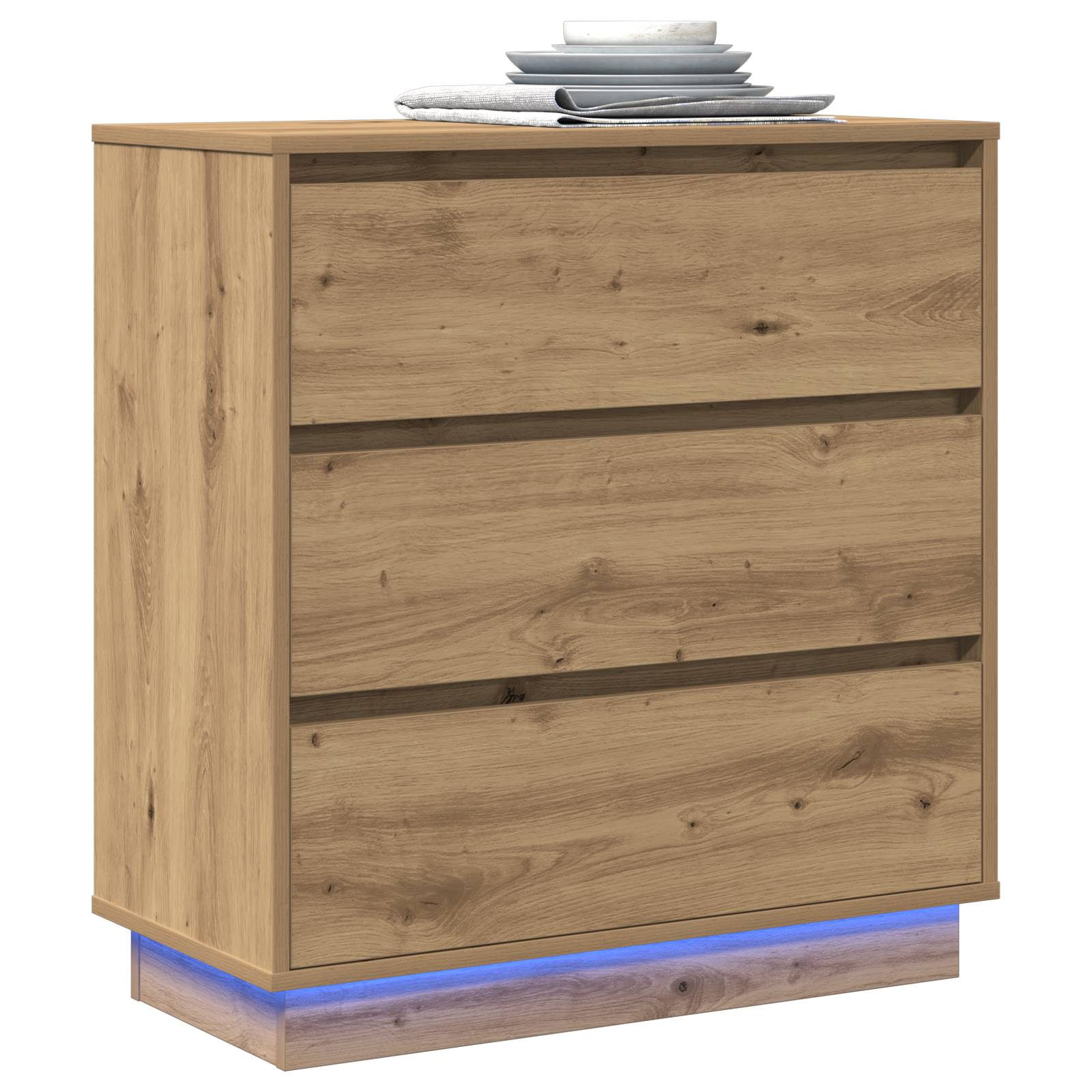 vidaXL LED Nachttisch Artisan Eiche 71x34,5x75 cm Holzwerkstoff