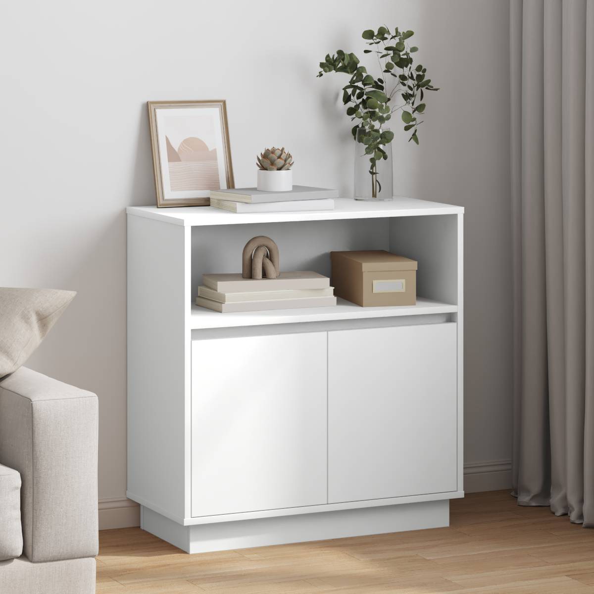 vidaXL LED-Sideboard Weiß 71x34,5x75 cm Holzwerkstoff