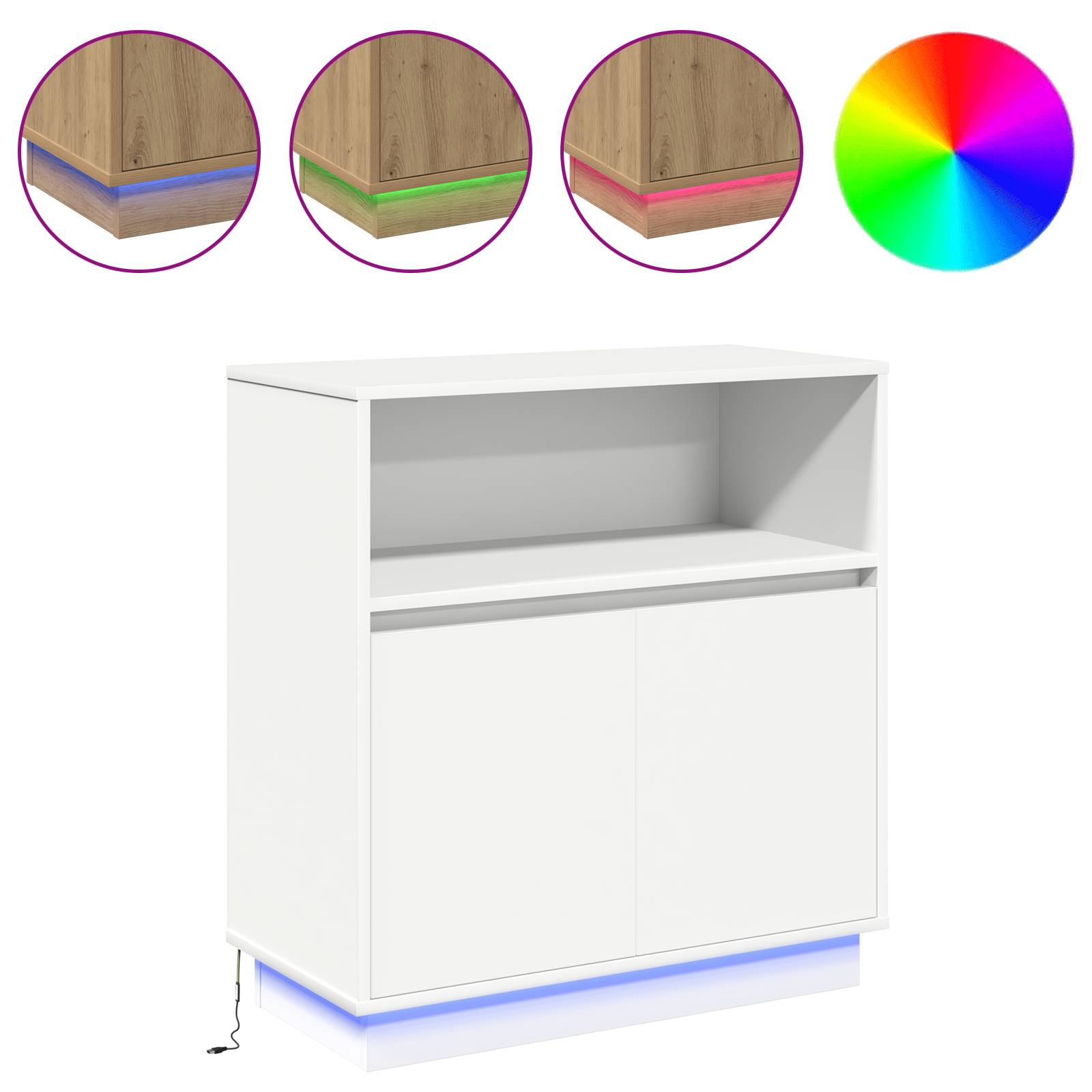vidaXL LED-Sideboard Weiß 71x34,5x75 cm Holzwerkstoff
