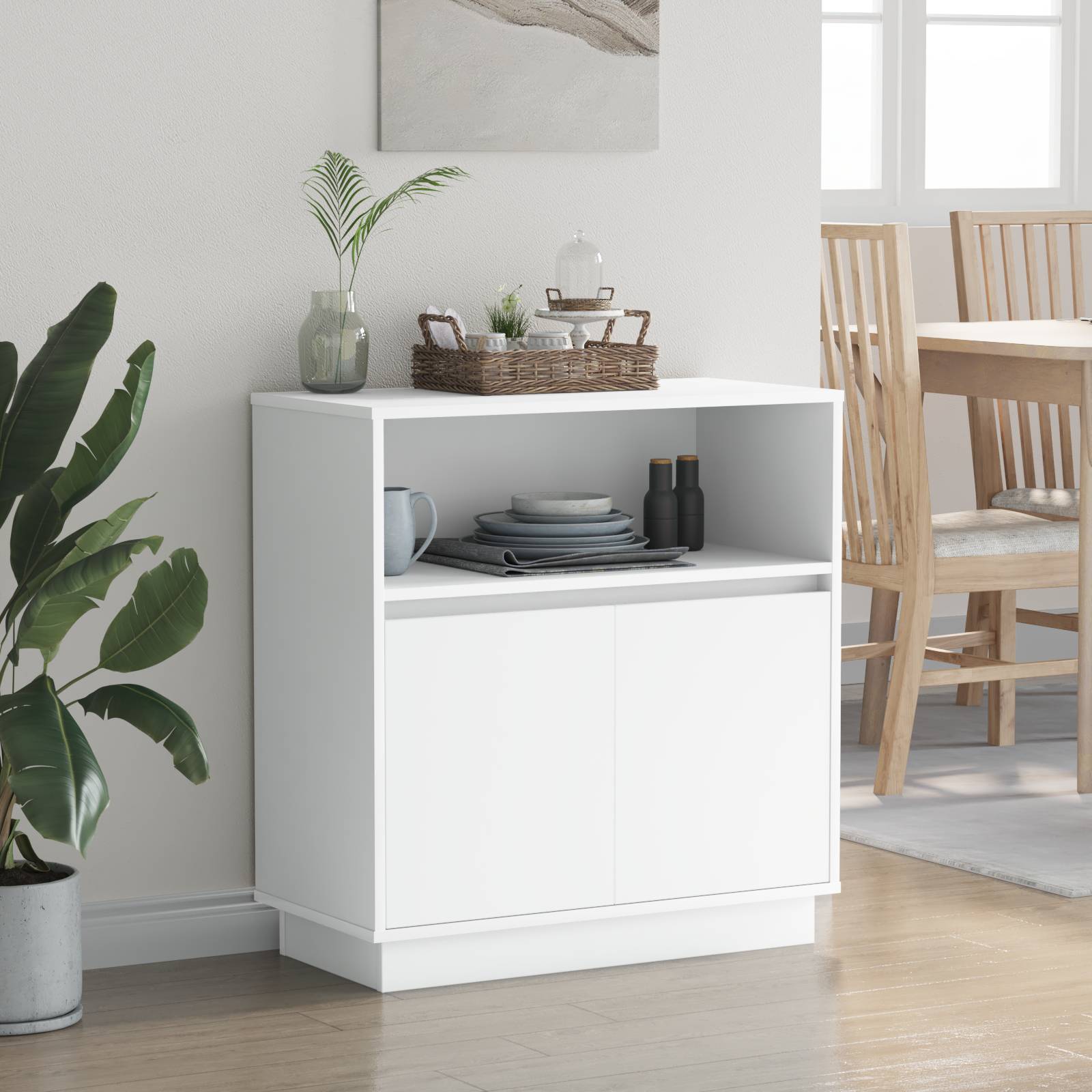 vidaXL LED-Sideboard Weiß 71x34,5x75 cm Holzwerkstoff