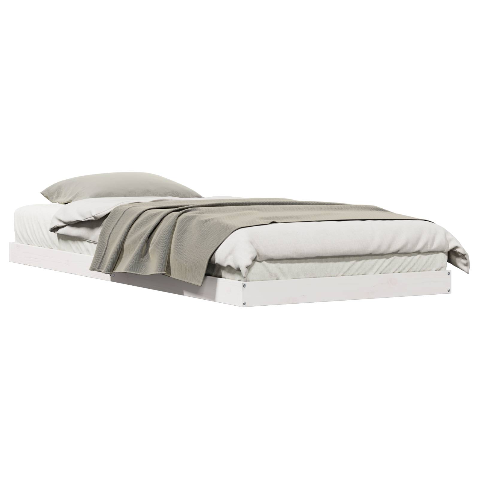 vidaXL Bodenbett Weiß 90x210 cm Massivholz Kiefer