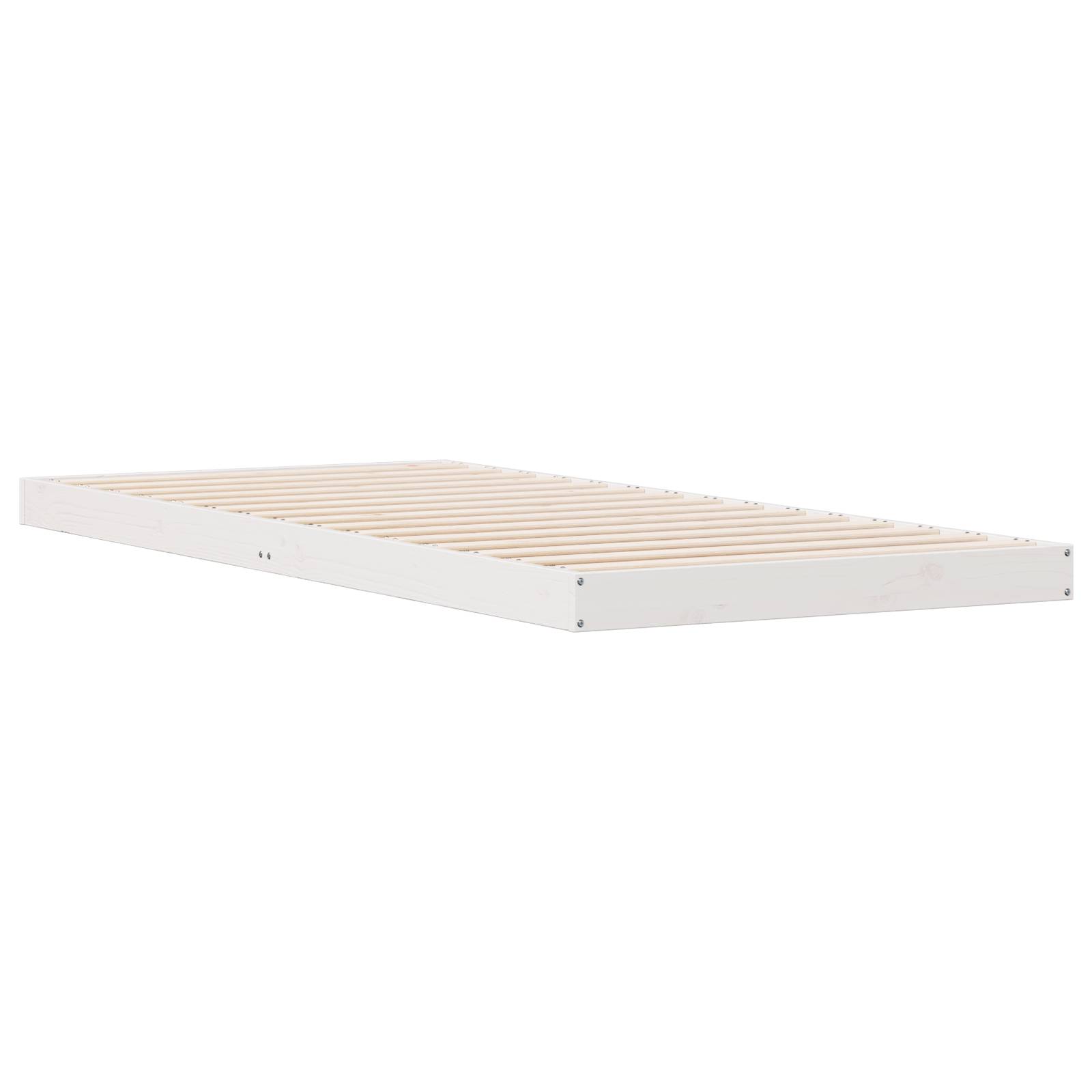 vidaXL Bodenbett Weiß 90x210 cm Massivholz Kiefer