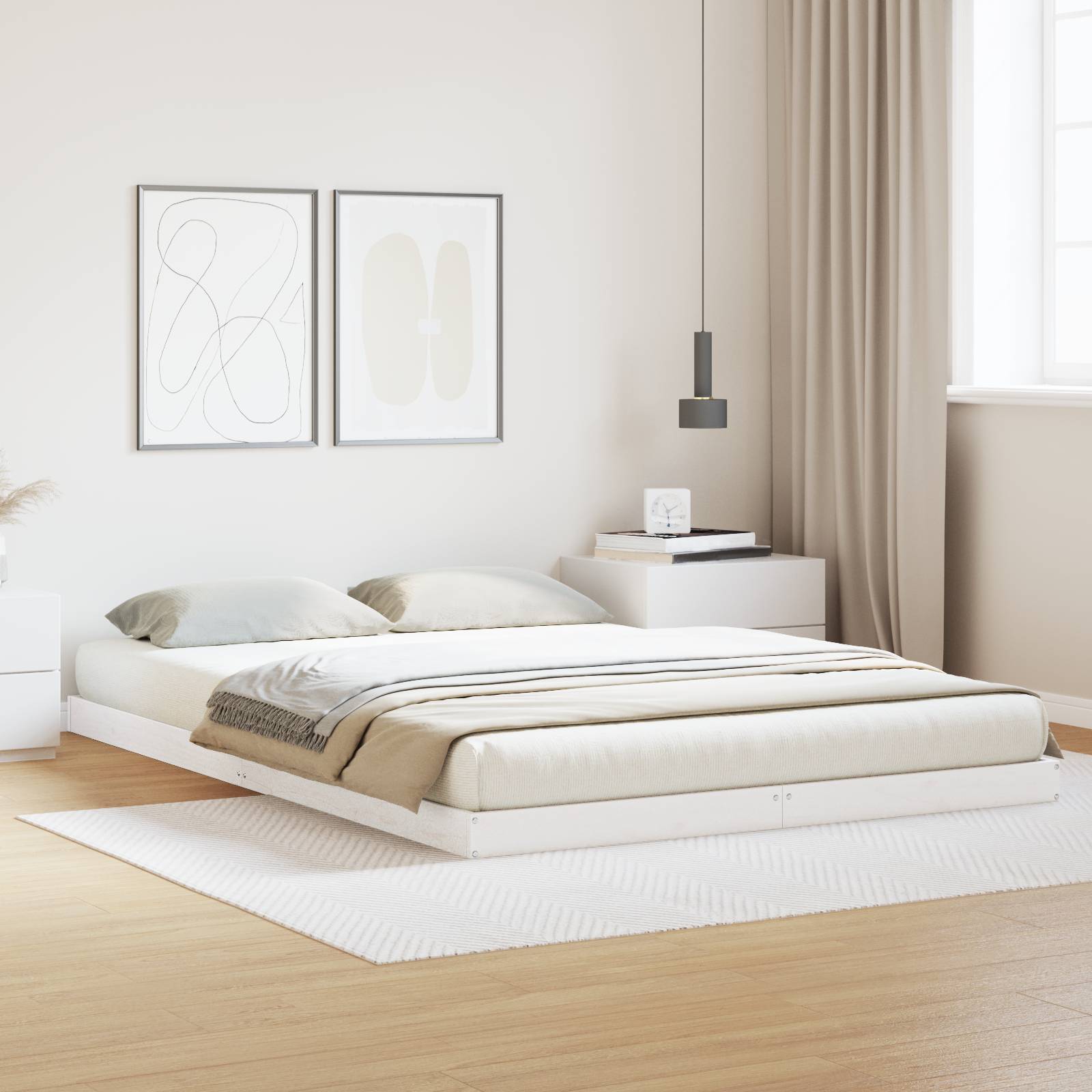 vidaXL Bodenbett 140x220 cm Massivholz Kiefer