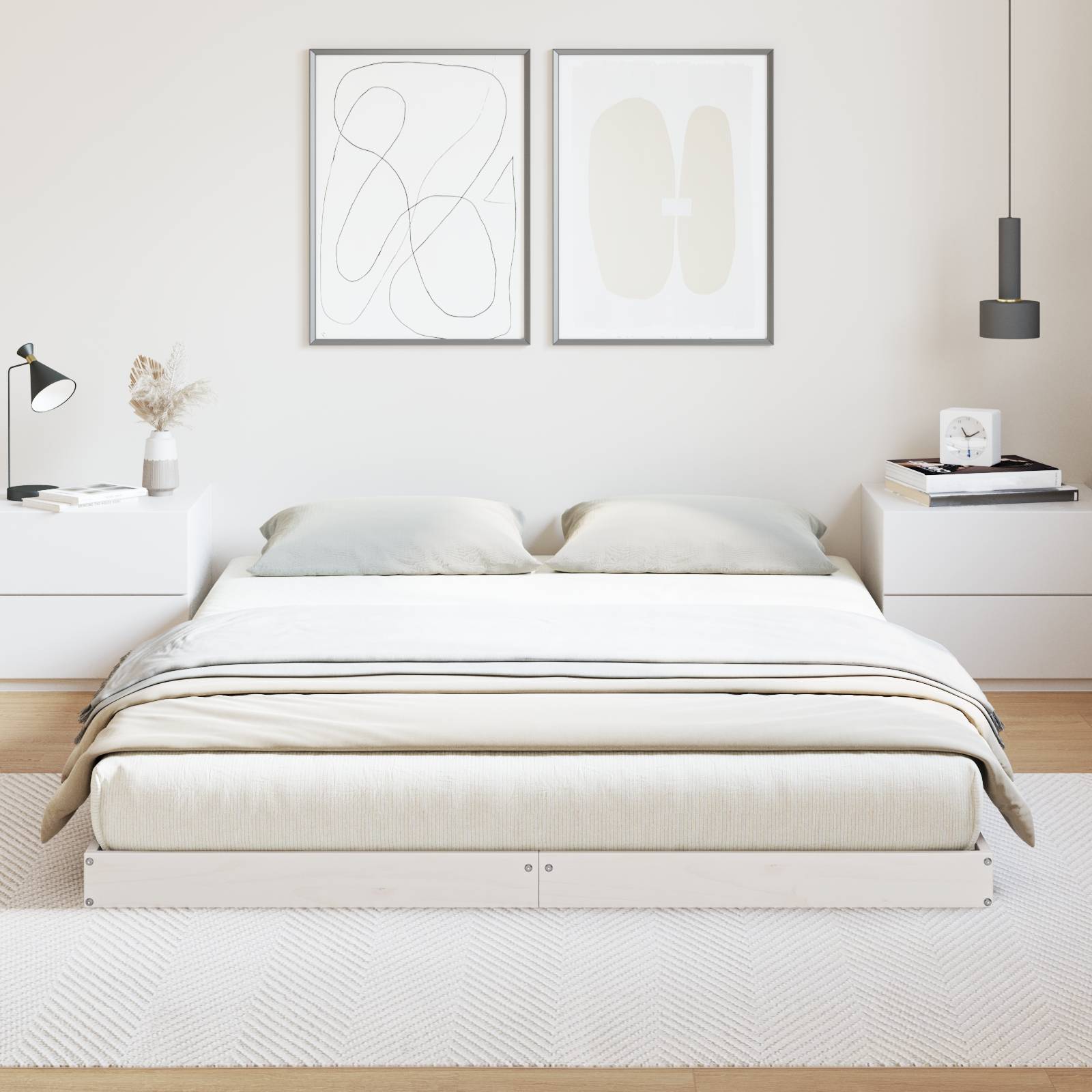 vidaXL Bodenbett 140x220 cm Massivholz Kiefer