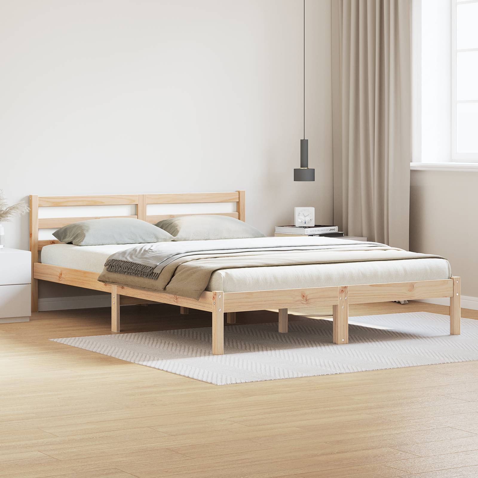 vidaXL Bettgestell mit Kopfteil 160x210 cm Massivholz Kiefer