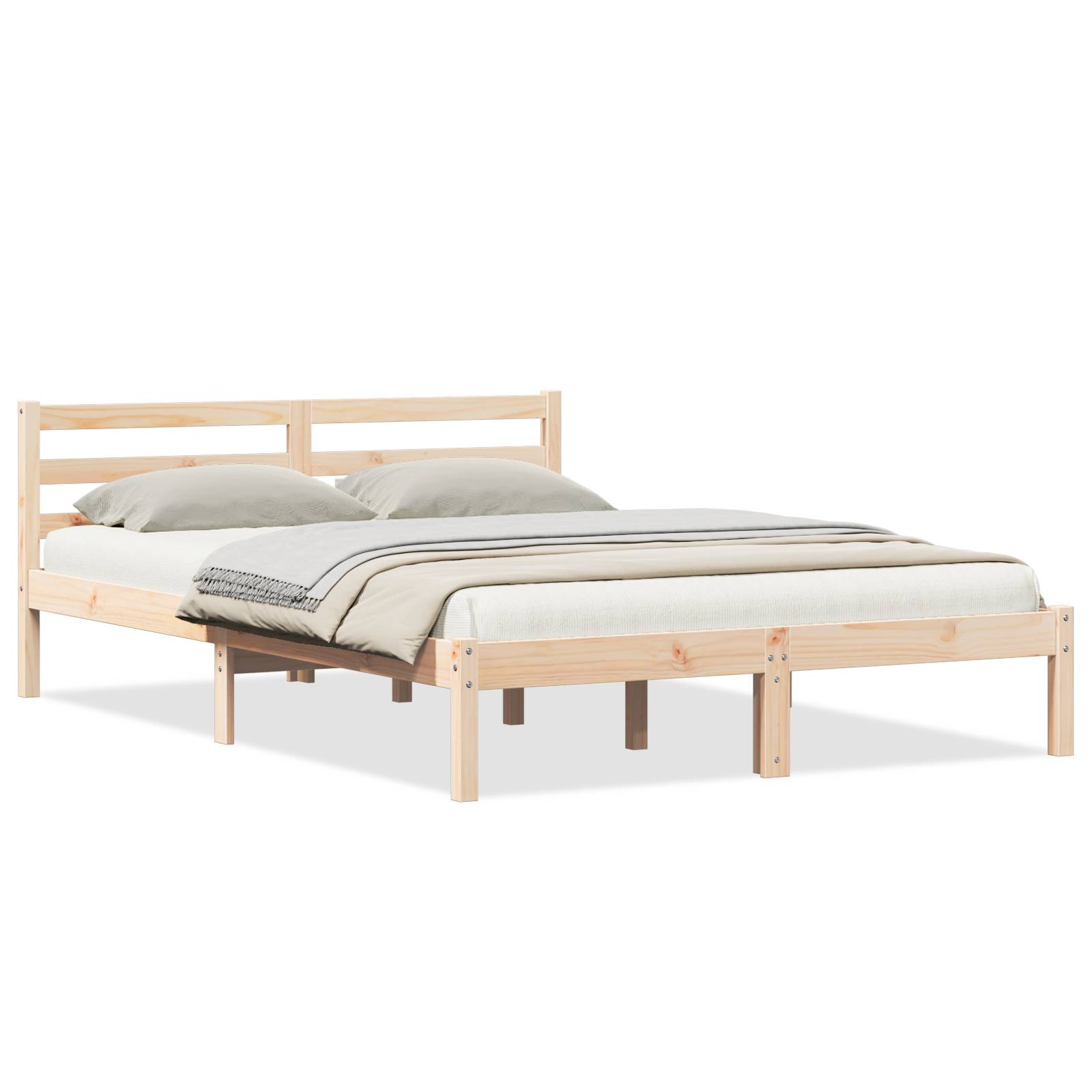 vidaXL Bettgestell mit Kopfteil 160x210 cm Massivholz Kiefer