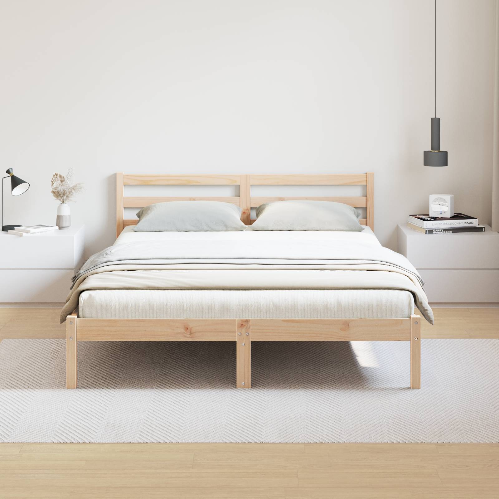 vidaXL Bettgestell mit Kopfteil 160x210 cm Massivholz Kiefer