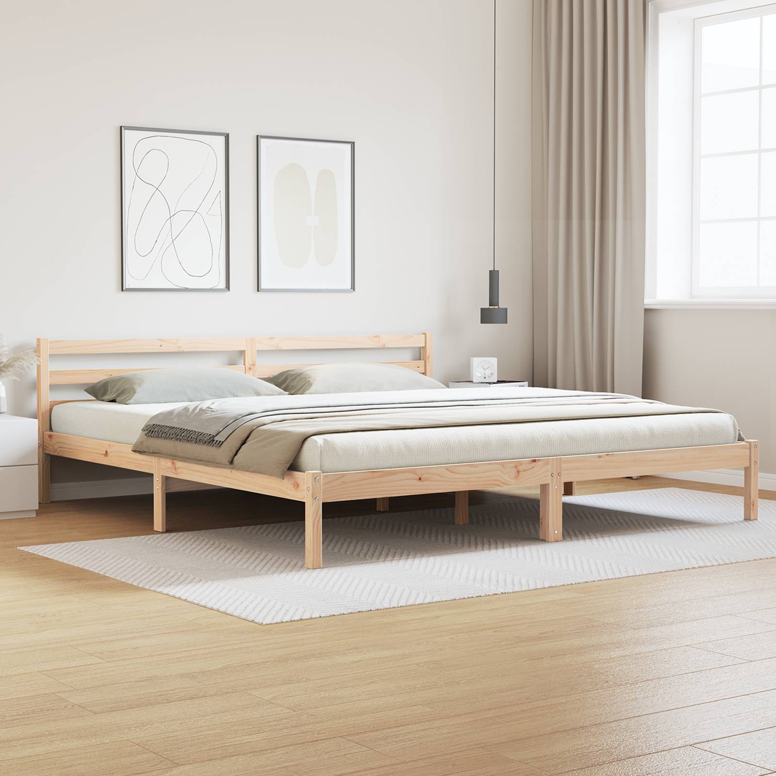 vidaXL Bettgestell mit Kopfteil 200x220 cm Massivholz Kiefer