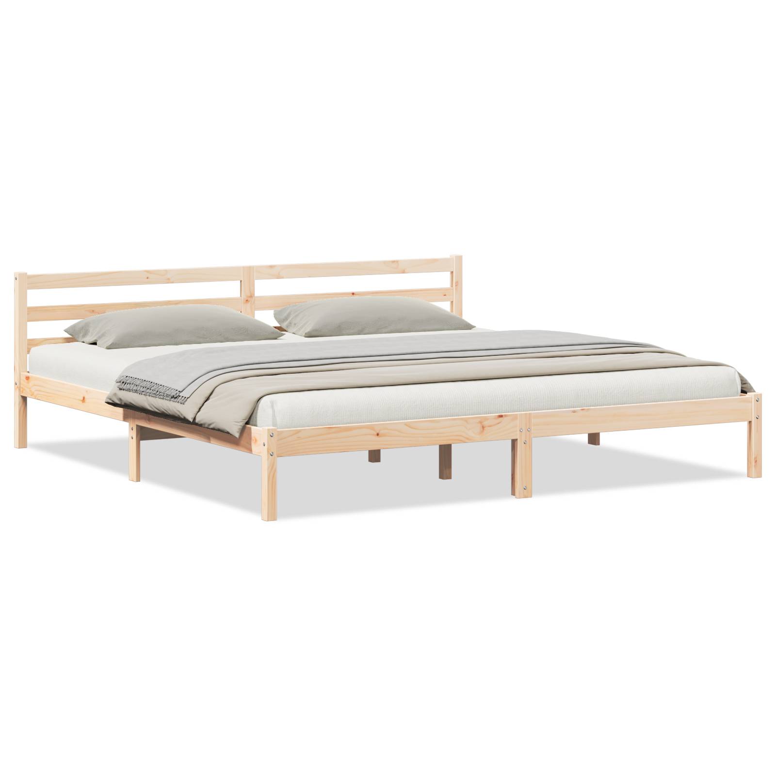 vidaXL Bettgestell mit Kopfteil 200x220 cm Massivholz Kiefer
