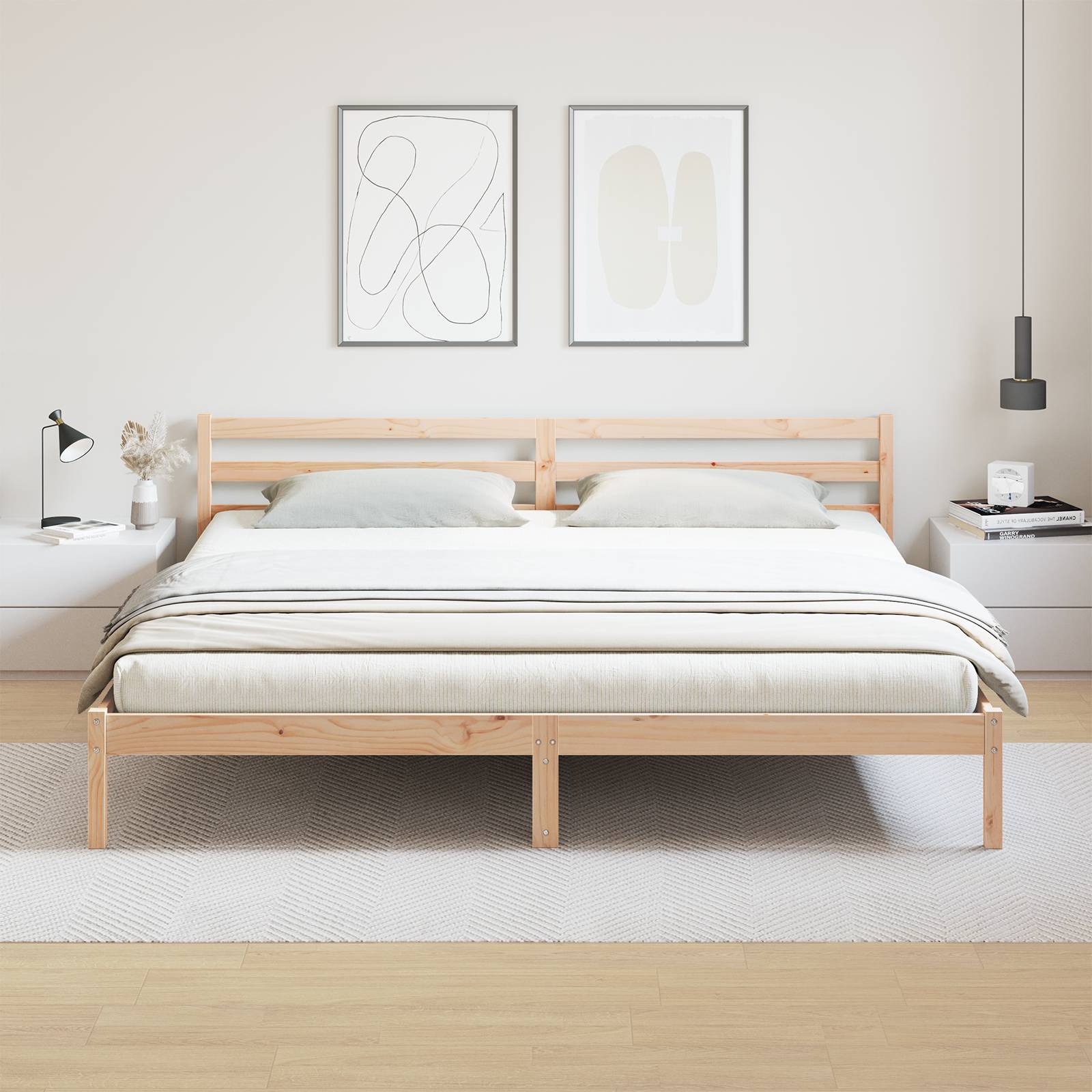 vidaXL Bettgestell mit Kopfteil 200x220 cm Massivholz Kiefer