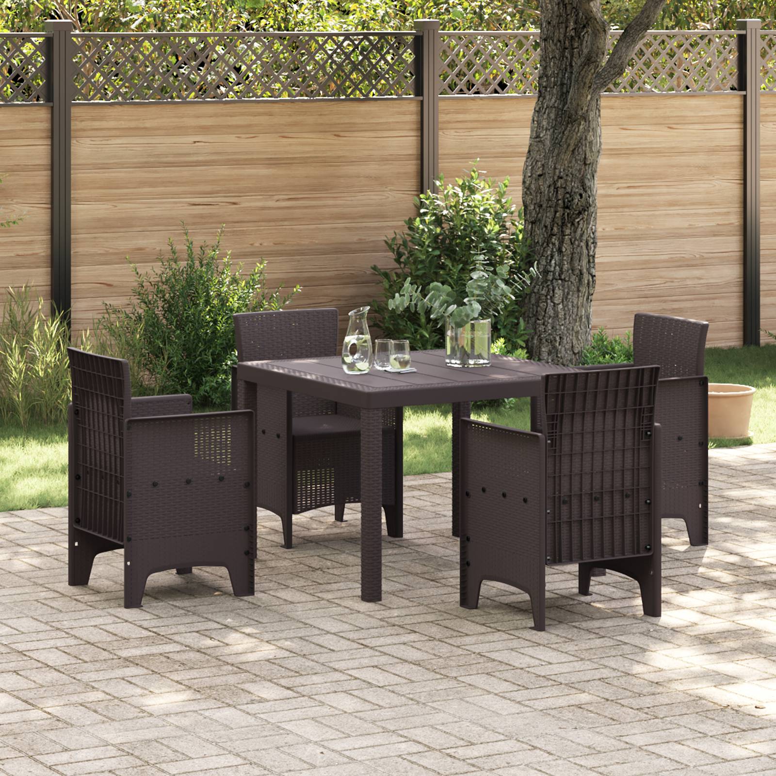 vidaXL Gartentisch Braun 100x100x73 cm Poly Rattan