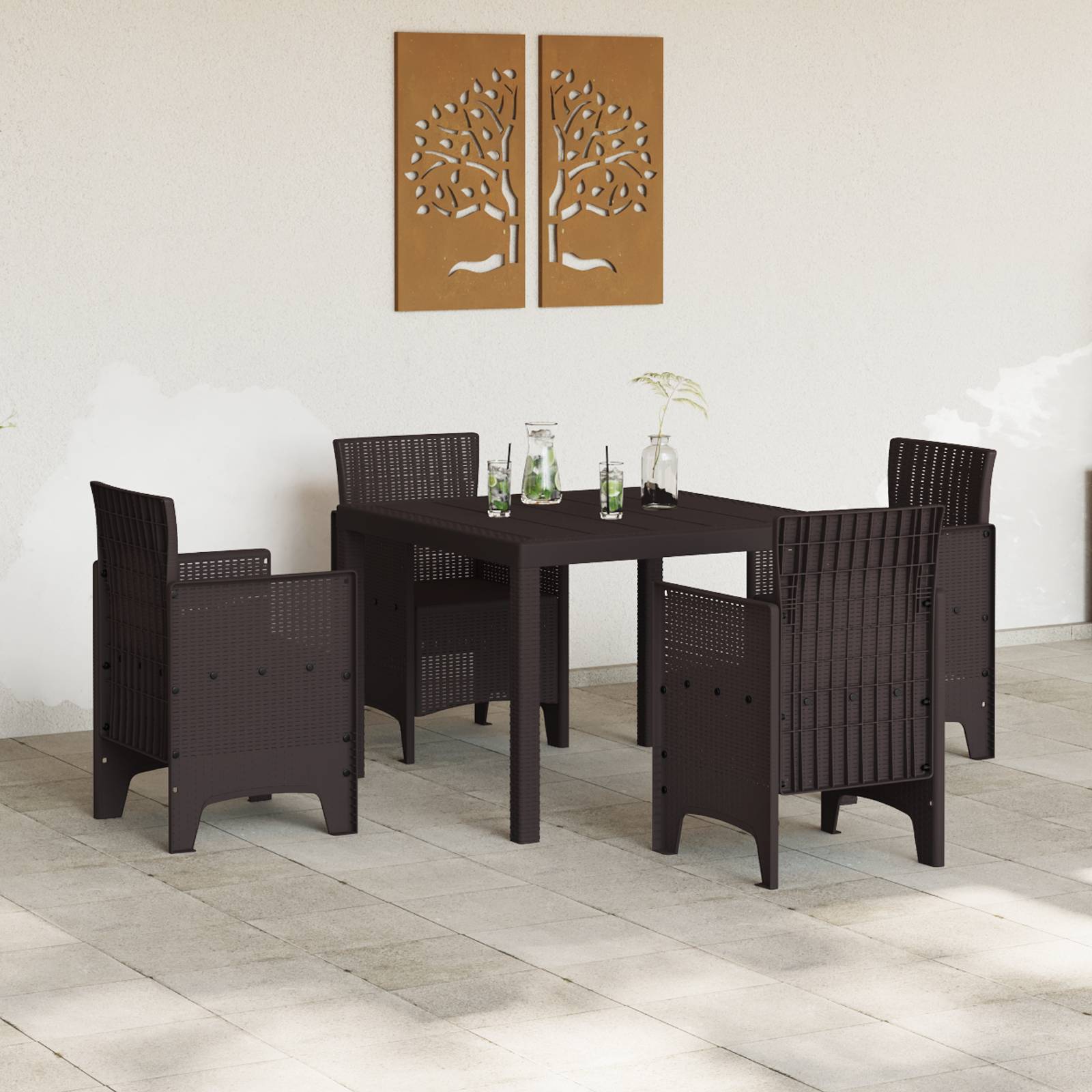 vidaXL 5-tlg. Garten-Essgruppe Braun Poly Rattan