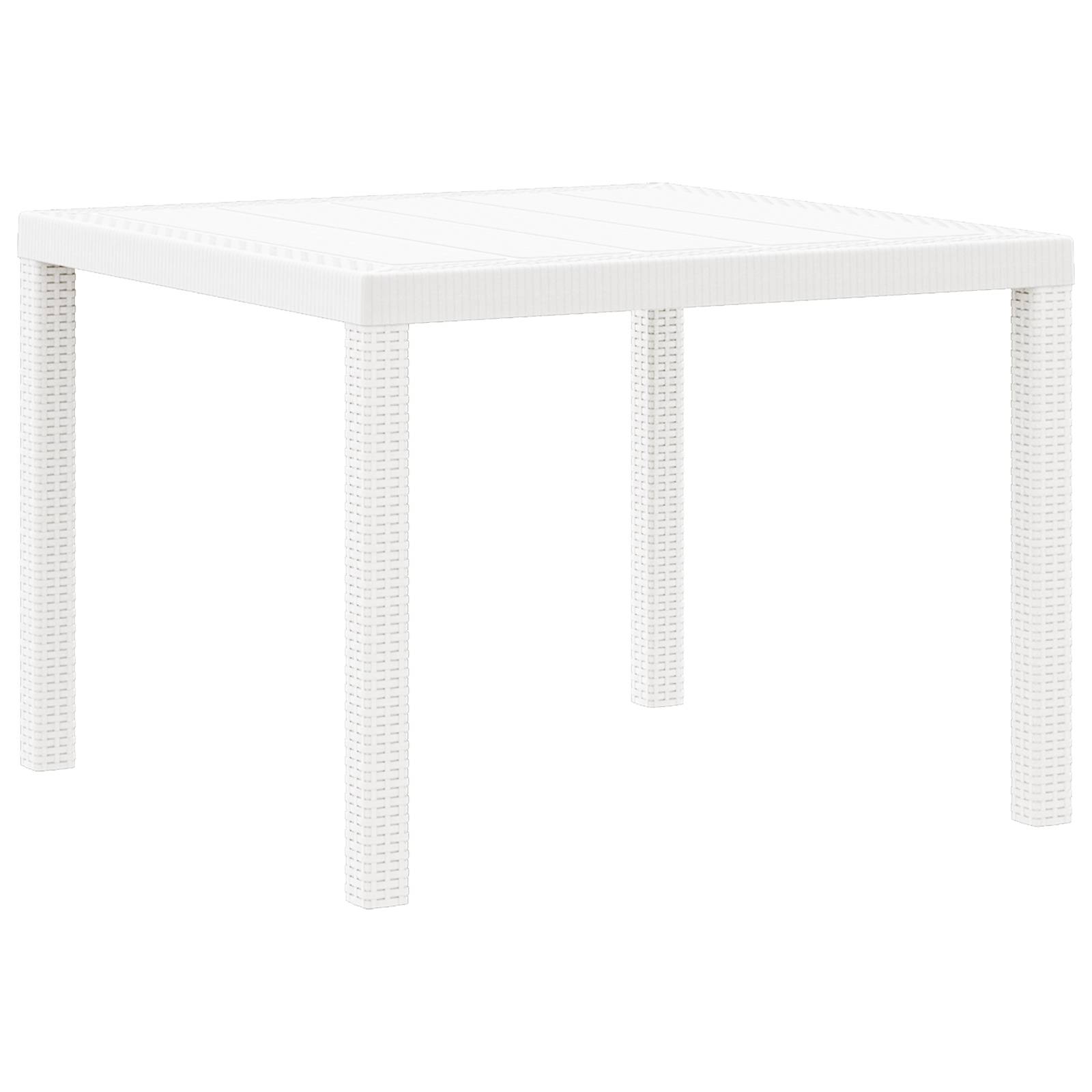 vidaXL Gartentisch Weiß 100x100x73 cm Poly Rattan