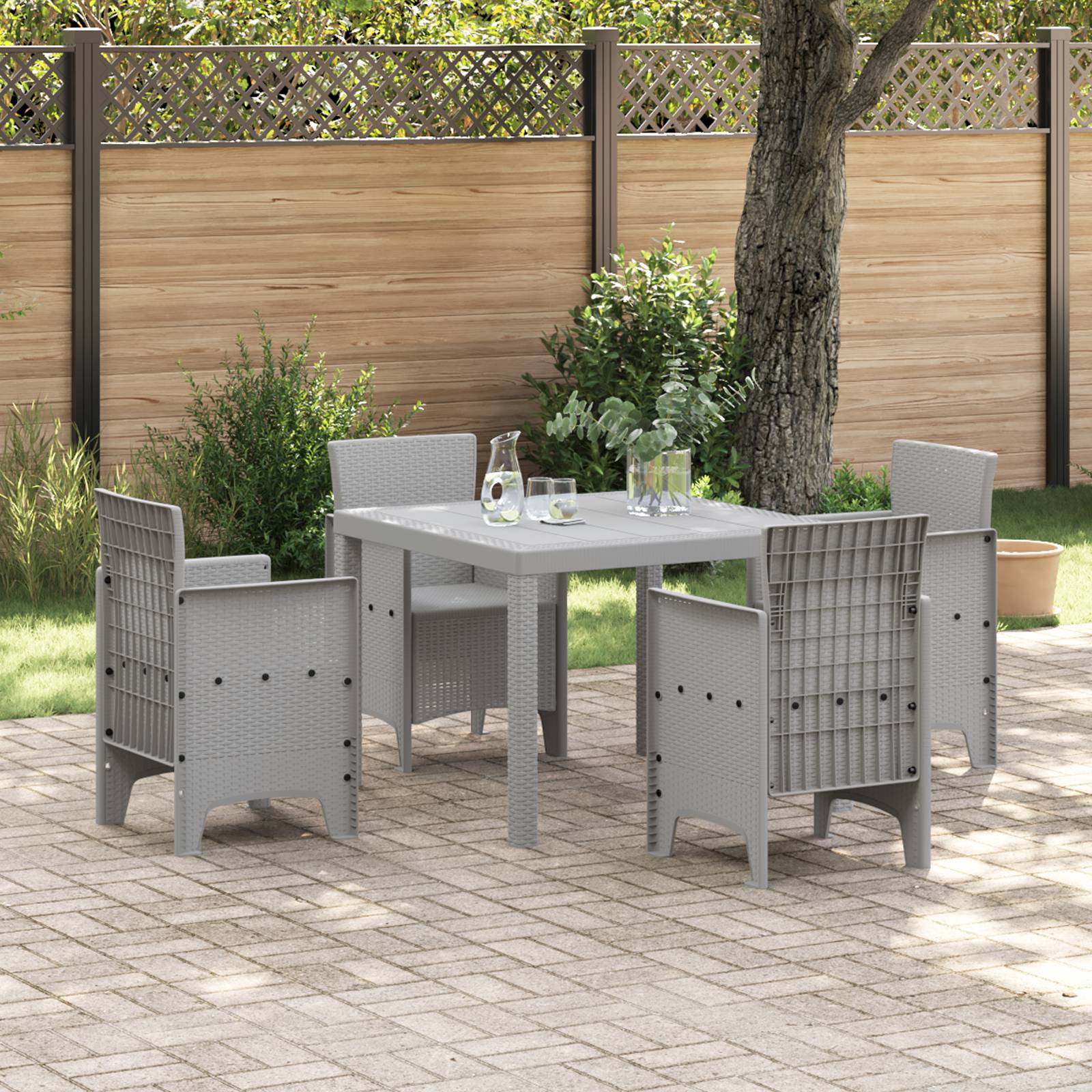 vidaXL Gartentisch Hellgrau 100x100x73 cm Poly Rattan