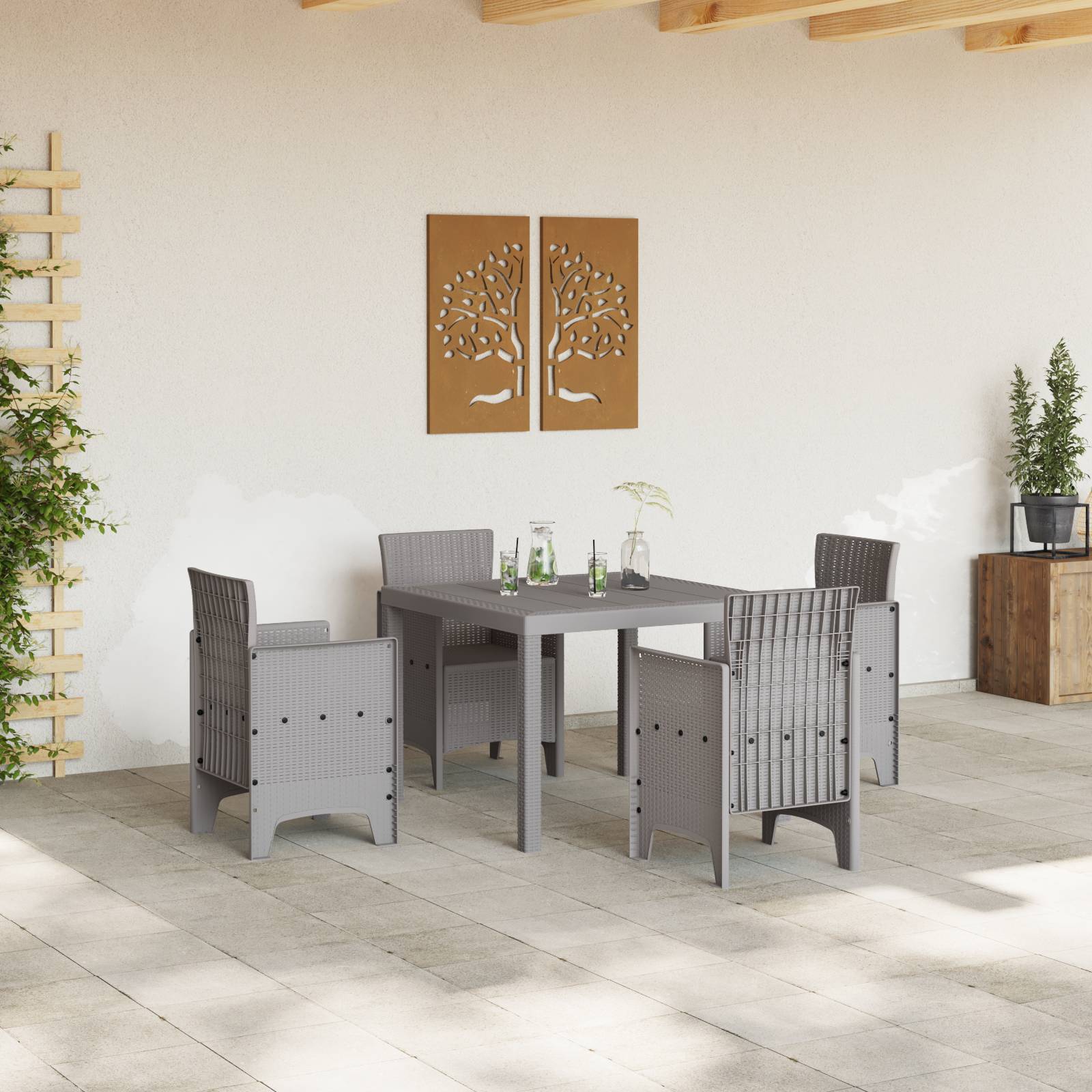 vidaXL Gartentisch Hellgrau 100x100x73 cm Poly Rattan
