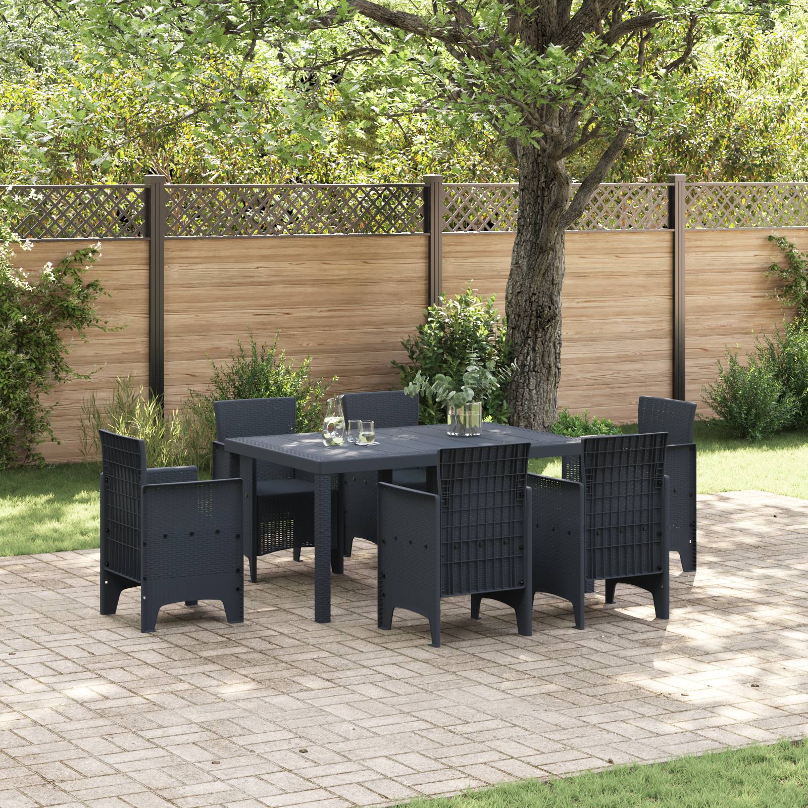vidaXL Gartentisch Anthrazit 150x100x73 cm Poly Rattan
