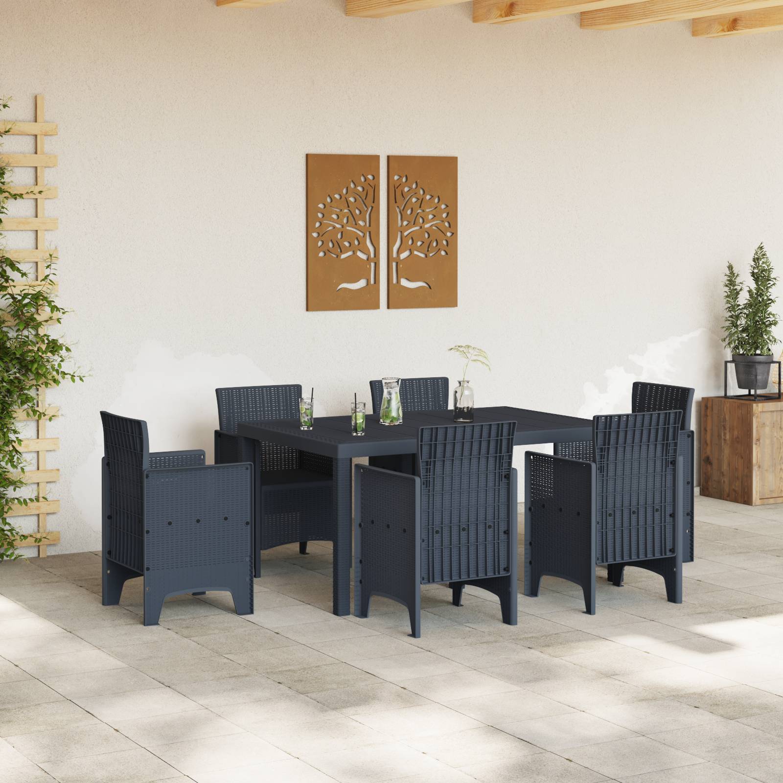 vidaXL Gartentisch Anthrazit 150x100x73 cm Poly Rattan