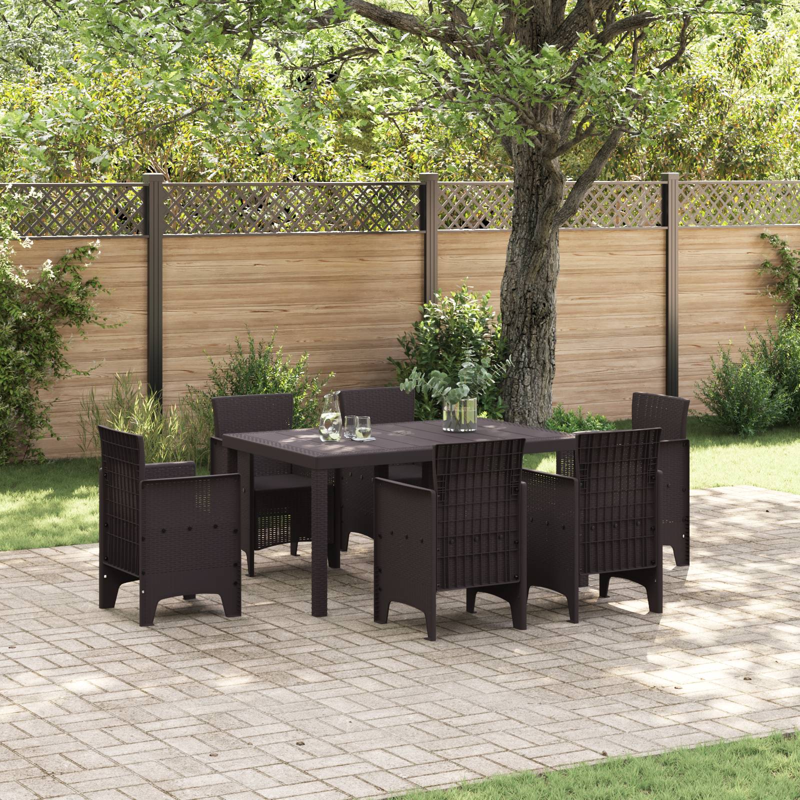 vidaXL Gartentisch Braun 150x100x73 cm Poly Rattan