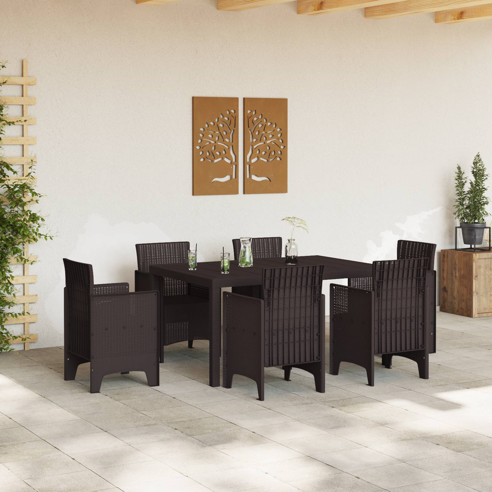vidaXL Gartentisch Braun 150x100x73 cm Poly Rattan