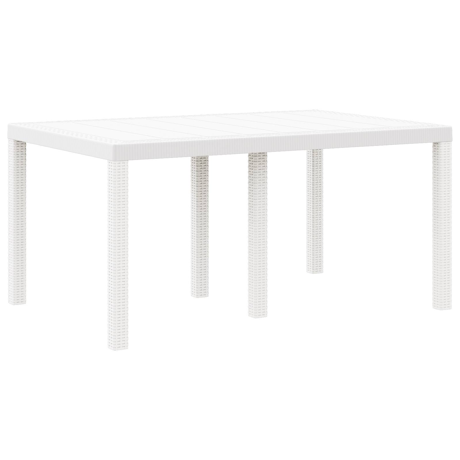 vidaXL 7-teiliges Garten-Ess Set mit Kissen Weiß Poly-Rattan