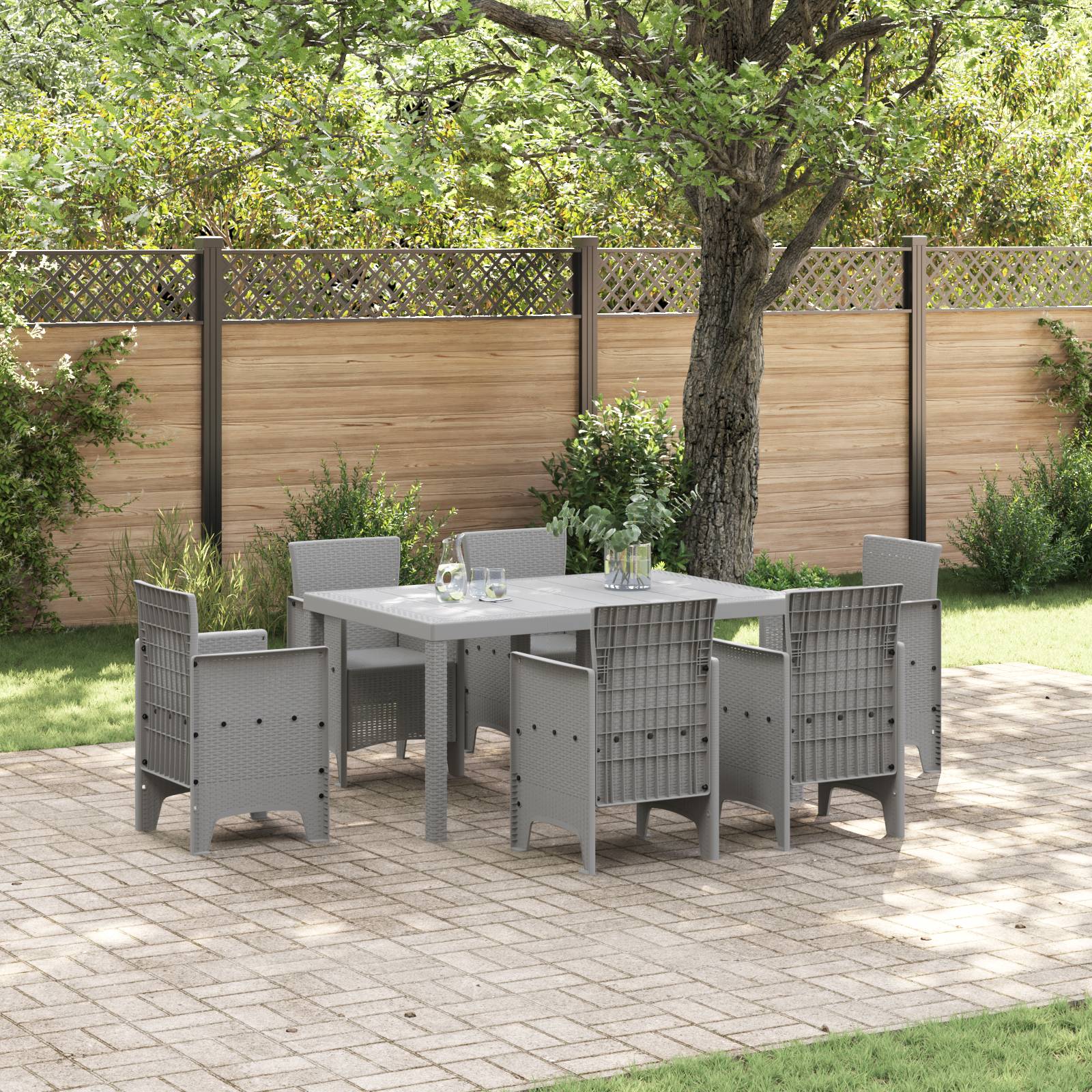 vidaXL Gartentisch Hellgrau 150x100x73 cm Poly Rattan
