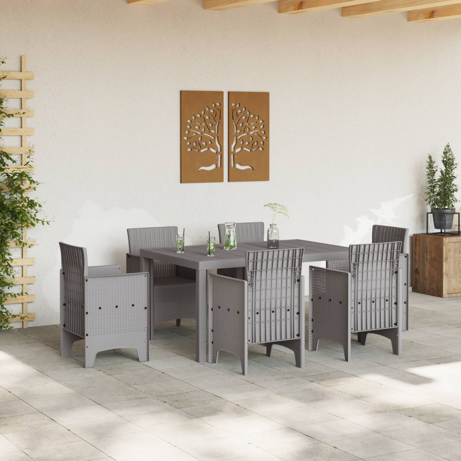 vidaXL Gartentisch Hellgrau 150x100x73 cm Poly Rattan